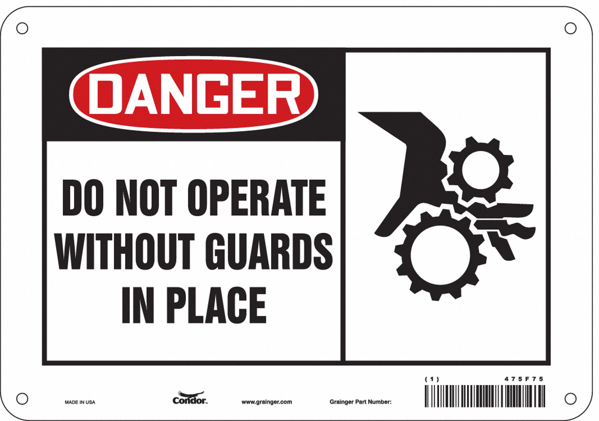 Safety Sign: Aluminum, Mounting Holes Sign Mounting, 7 in x 10 in Nominal Sign Size, 0.032 in Thick