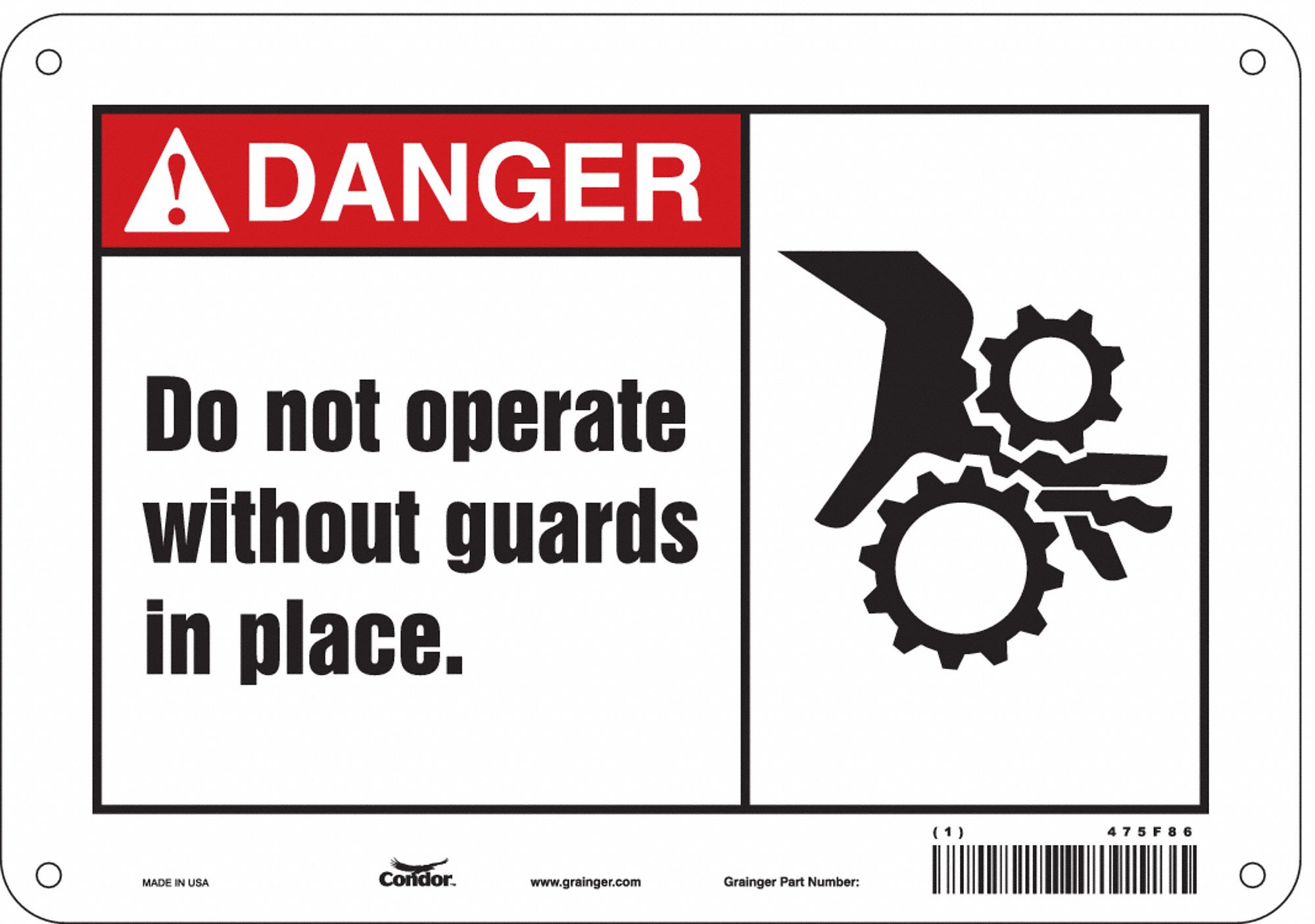 Safety Sign: Aluminum, Mounting Holes Sign Mounting, 7 in x 10 in Nominal Sign Size, 0.032 in Thick