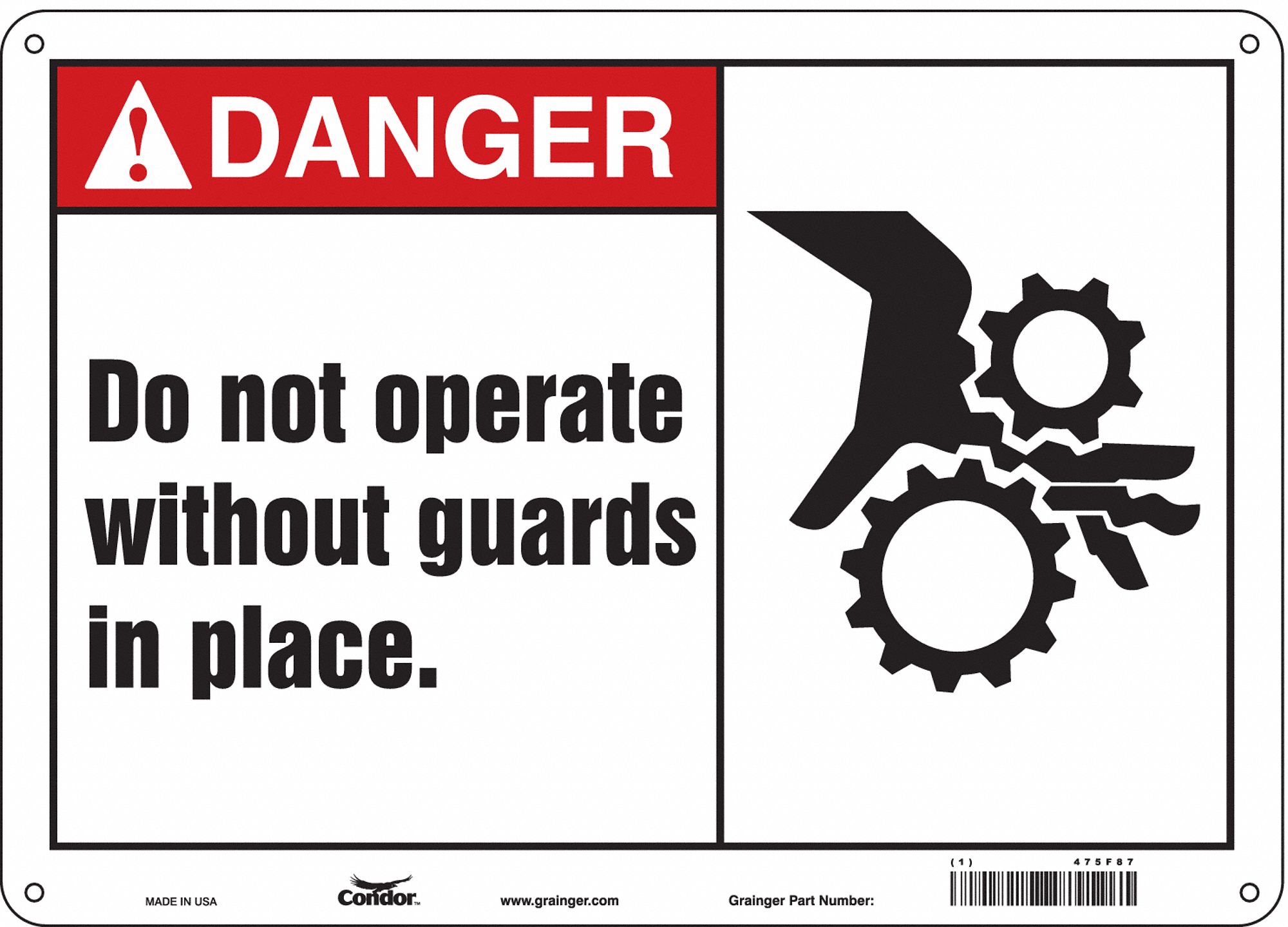 Safety Sign: Aluminum, Mounting Holes Sign Mounting, 10 in x 14 in Nominal Sign Size, 0.032 in Thick