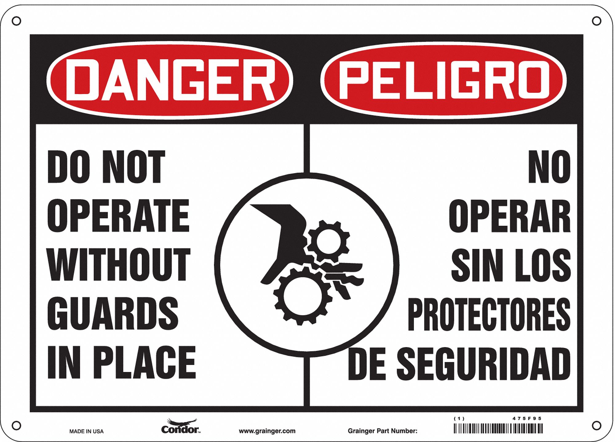 Safety Sign: Aluminum, Mounting Holes Sign Mounting, 10 in x 14 in Nominal Sign Size, 0.032 in Thick