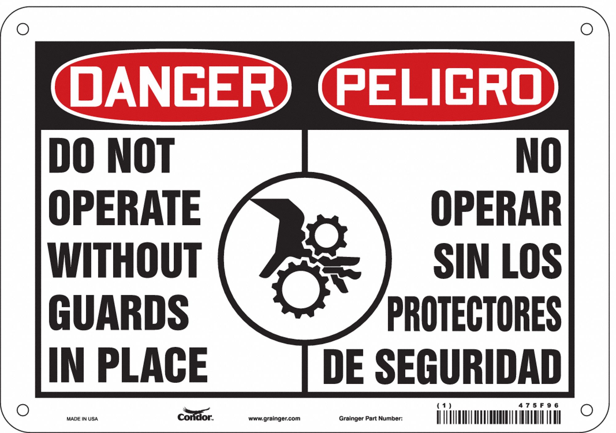 Safety Sign: Polyethylene, Mounting Holes Sign Mounting, 7 in x 10 in Nominal Sign Size