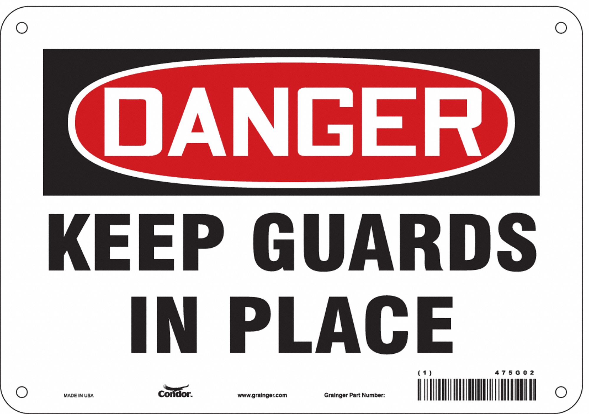 Safety Sign: Aluminum, Mounting Holes Sign Mounting, 7 in x 10 in Nominal Sign Size, 0.032 in Thick