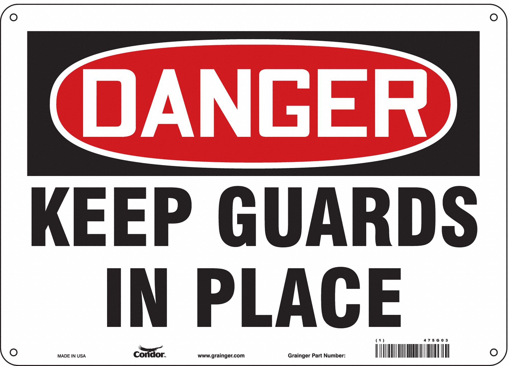 Safety Sign: Aluminum, Mounting Holes Sign Mounting, 10 in x 14 in Nominal Sign Size, 0.032 in Thick
