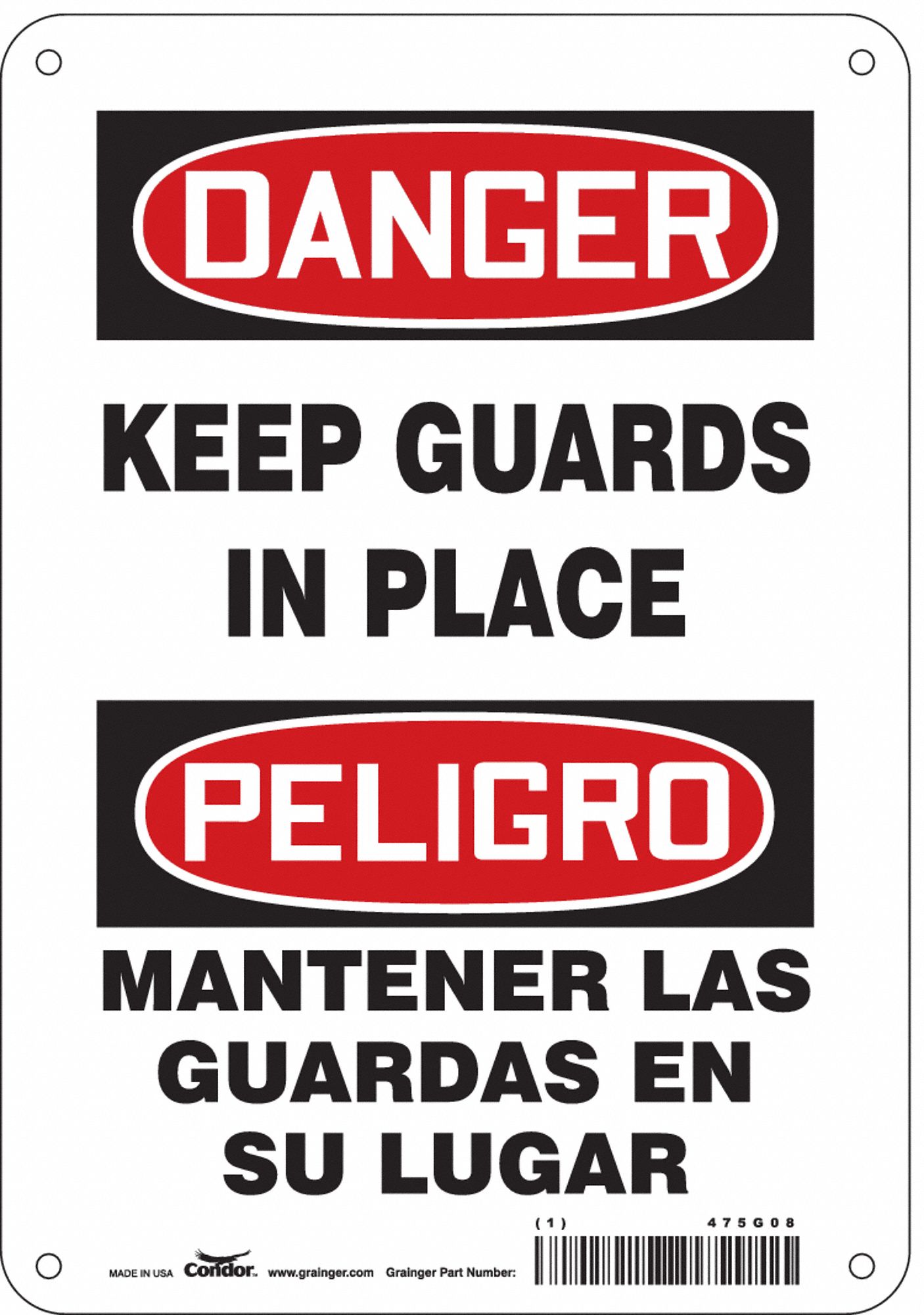 Safety Sign: Aluminum, Mounting Holes Sign Mounting, 10 in x 7 in Nominal Sign Size, 0.032 in Thick