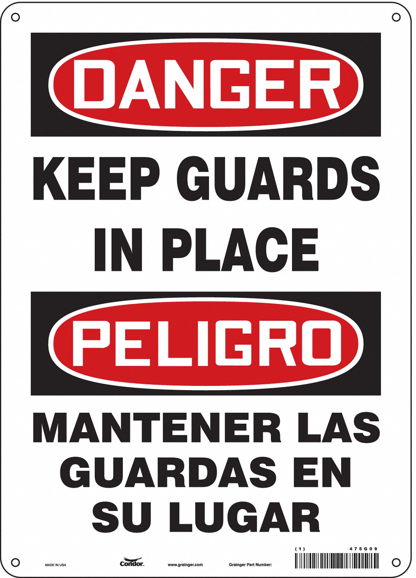 Safety Sign: Aluminum, Mounting Holes Sign Mounting, 14 in x 10 in Nominal Sign Size, 0.032 in Thick