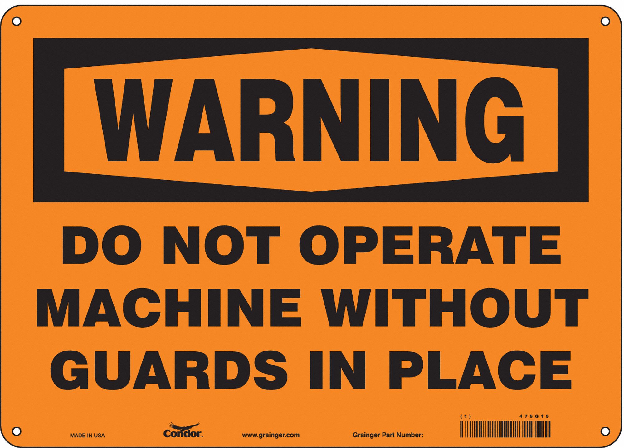 Safety Sign, 10 in x 14 in, Aluminum