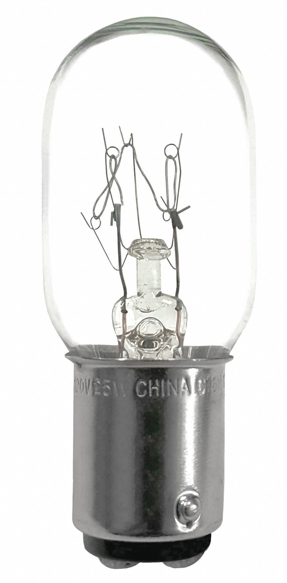 AMPOULE INCANDESCENTE MINIATURE, BAÏONNETTE DOUBLE CONTACT (BA15D), TUBULAIRE, T7, 120VCA