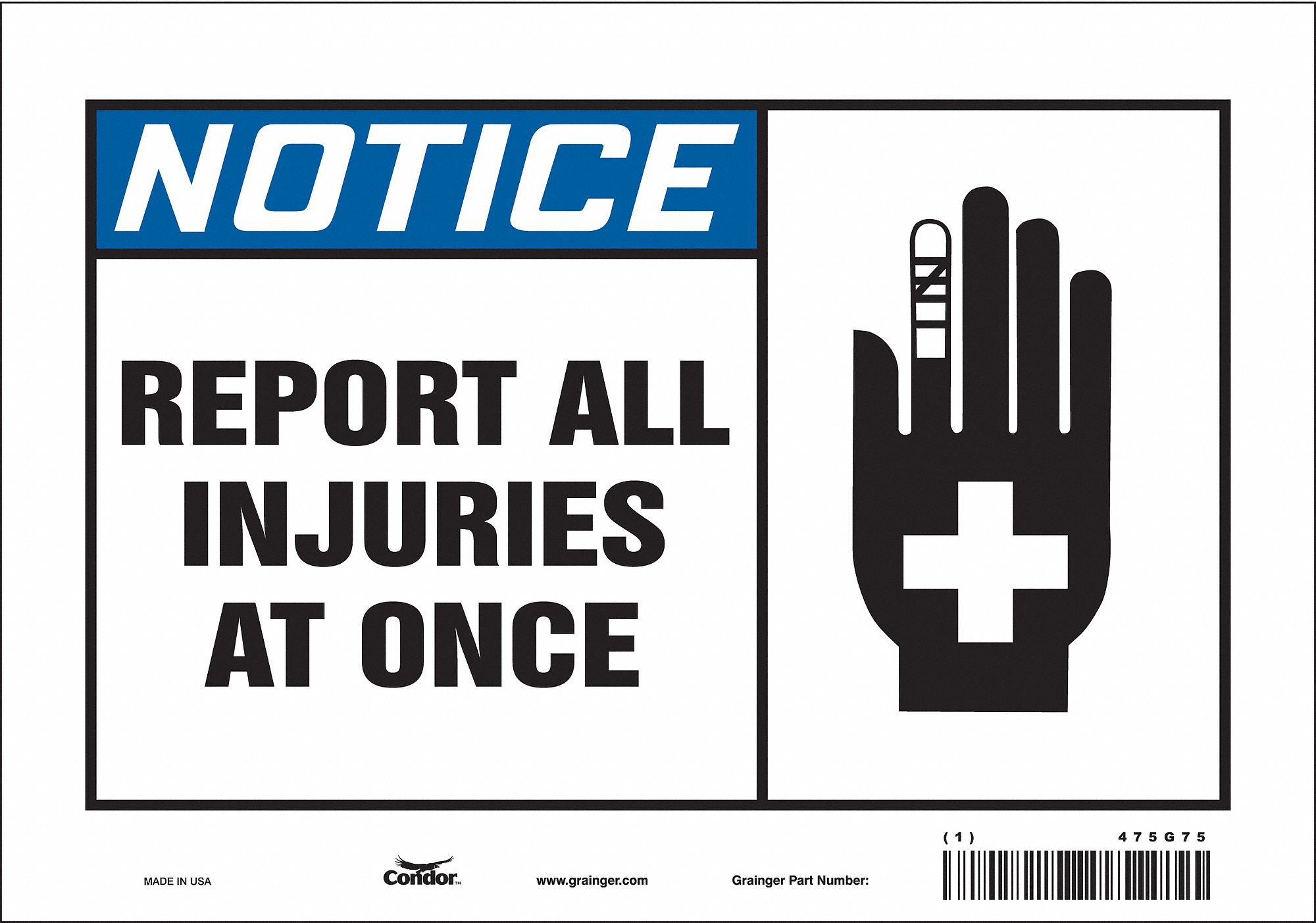 Safety Sign: Vinyl, Adhesive Sign Mounting, 7 in x 10 in Nominal Sign Size, Not Retroreflective