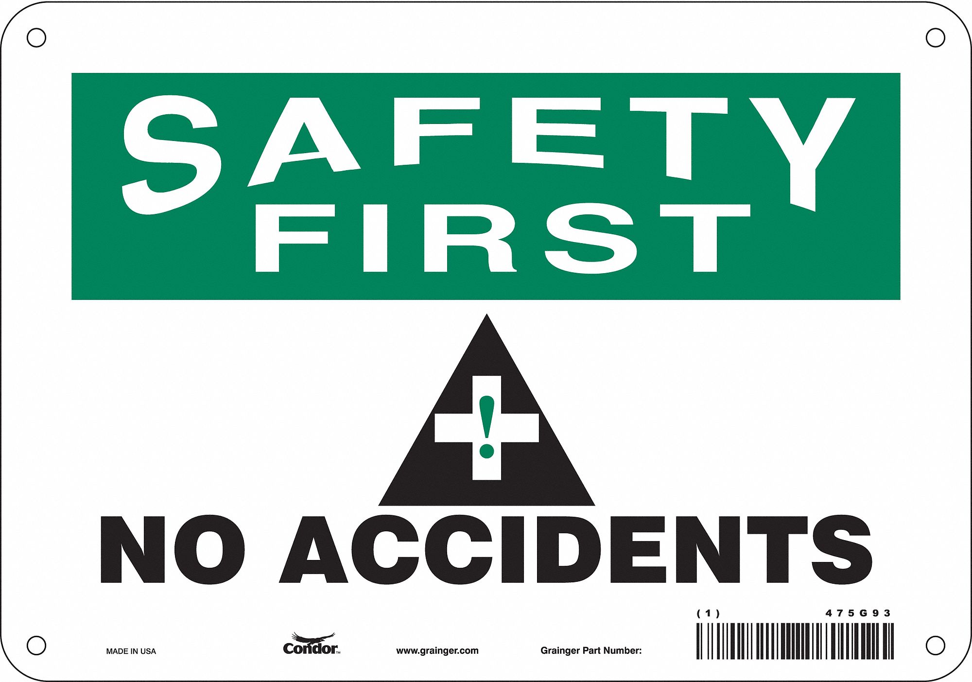 Safety Sign: Aluminum, Mounting Holes Sign Mounting, 7 in x 10 in Nominal Sign Size, 0.032 in Thick
