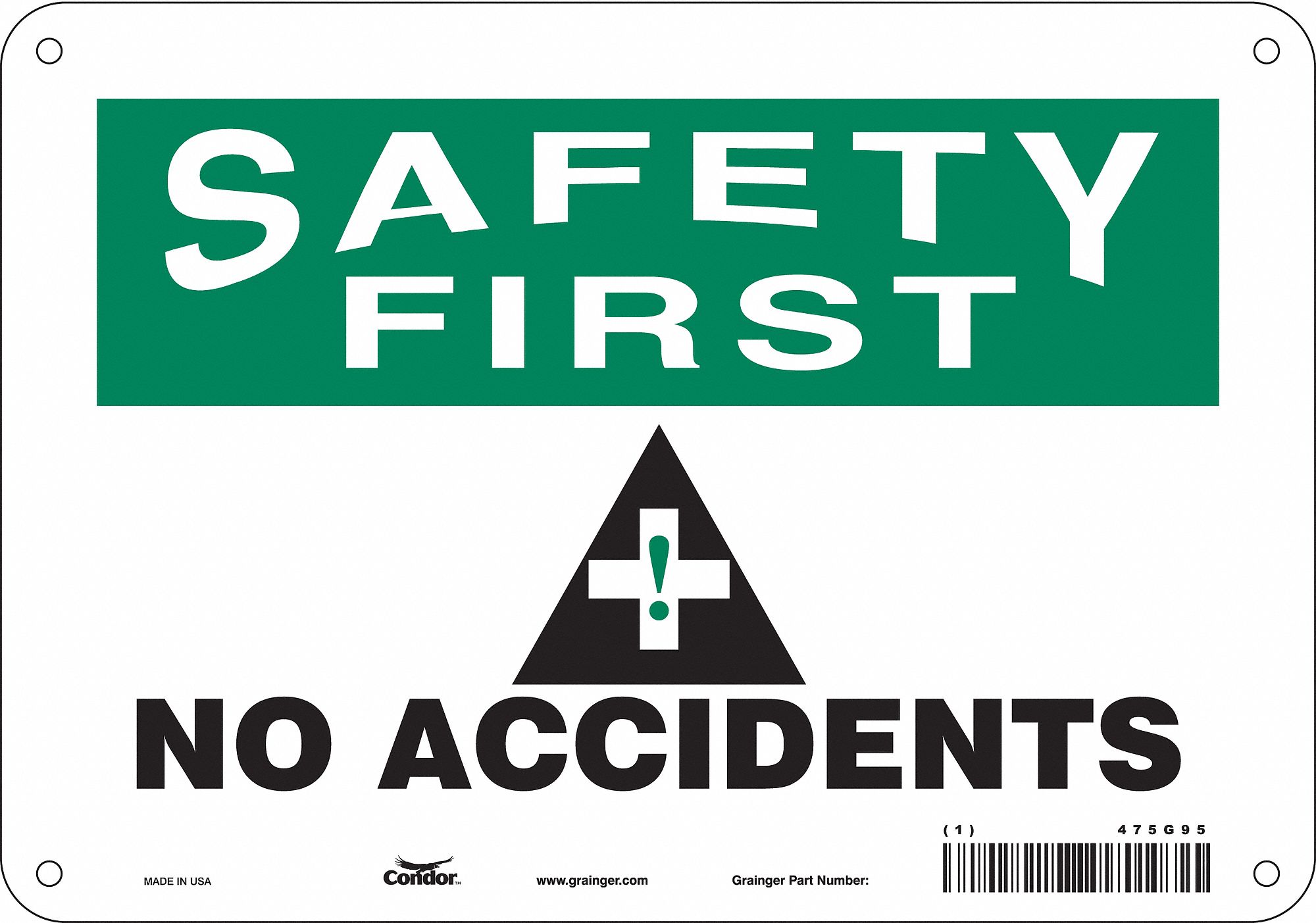 Safety Sign: Polyethylene, Mounting Holes Sign Mounting, 7 in x 10 in Nominal Sign Size, Wall