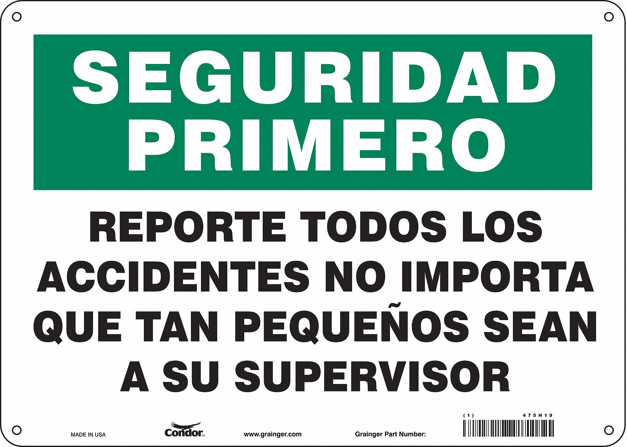 Safety Sign: Aluminum, Mounting Holes Sign Mounting, 10 in x 14 in Nominal Sign Size, 0.032 in Thick