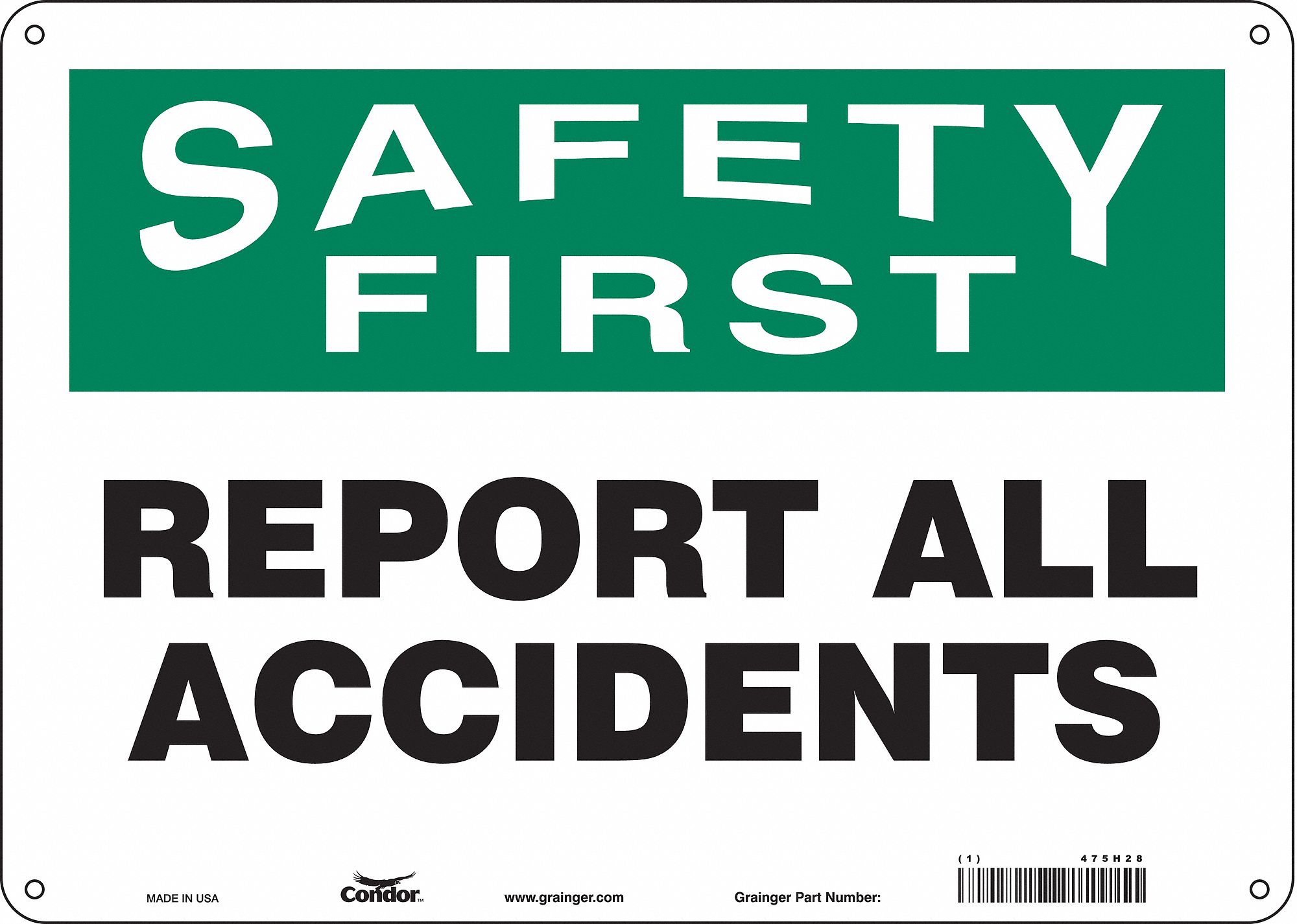 Safety Sign: Polyethylene, Mounting Holes Sign Mounting, 10 in x 14 in Nominal Sign Size, English