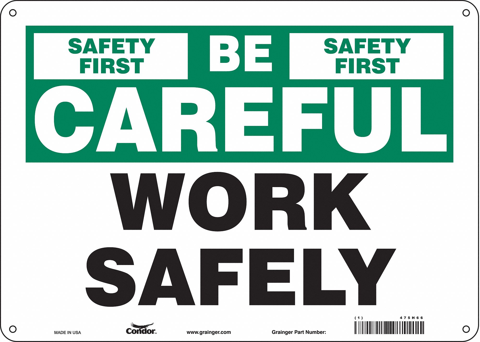 Safety Sign: Aluminum, Mounting Holes Sign Mounting, 10 in x 14 in Nominal Sign Size, 0.032 in Thick