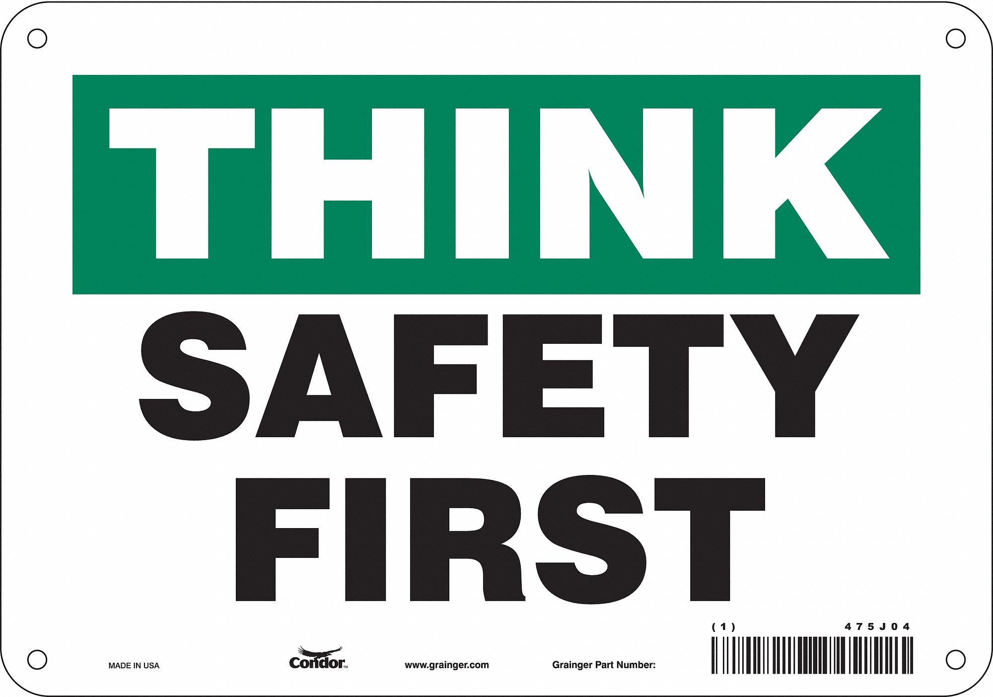 Safety Sign: Aluminum, Mounting Holes Sign Mounting, 7 in x 10 in Nominal Sign Size, 0.032 in Thick