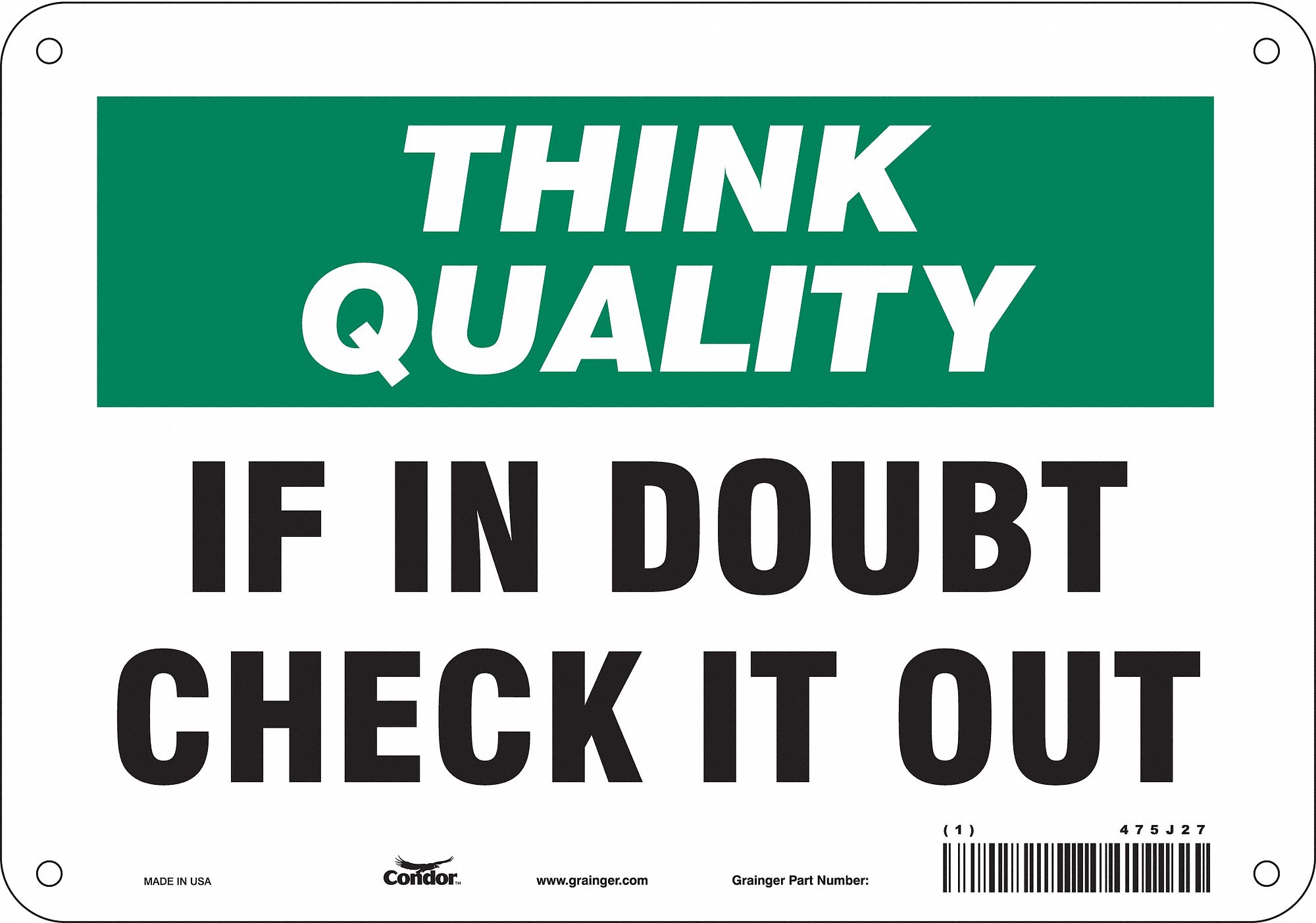 Safety Sign: Polyethylene, Mounting Holes Sign Mounting, 7 in x 10 in Nominal Sign Size, Wall