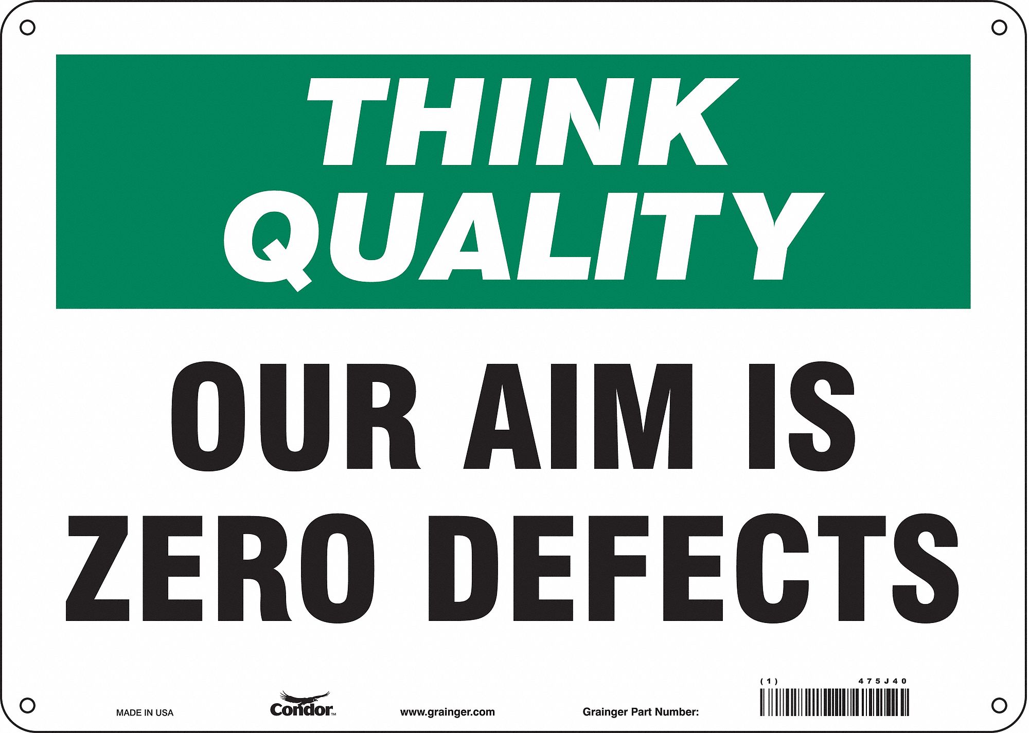 Safety Sign: Polyethylene, Mounting Holes Sign Mounting, 10 in x 14 in Nominal Sign Size, Wall