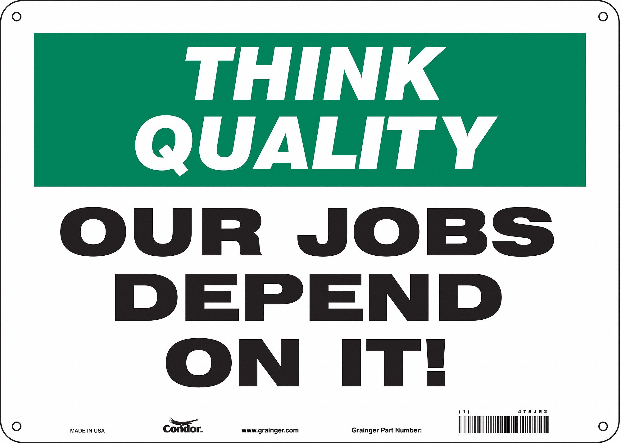 Safety Sign: Polyethylene, Mounting Holes Sign Mounting, 10 in x 14 in Nominal Sign Size, Wall