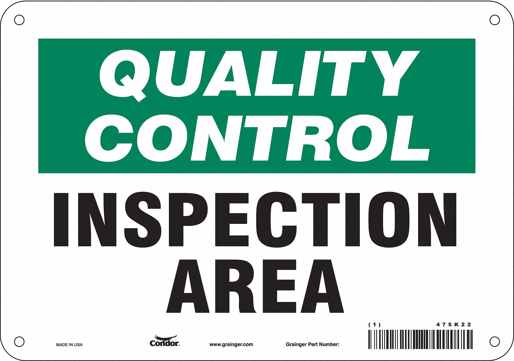 Safety Sign: Aluminum, Mounting Holes Sign Mounting, 7 in x 10 in Nominal Sign Size, 0.032 in Thick