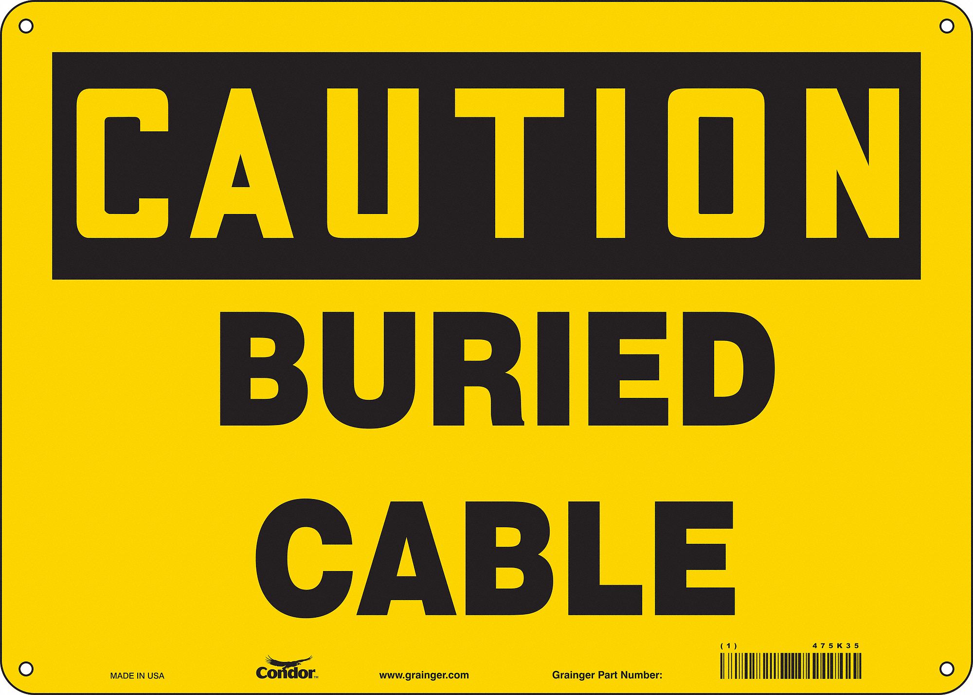 Safety Sign: Aluminum, Mounting Holes Sign Mounting, 10 in x 14 in Nominal Sign Size, 0.032 in Thick