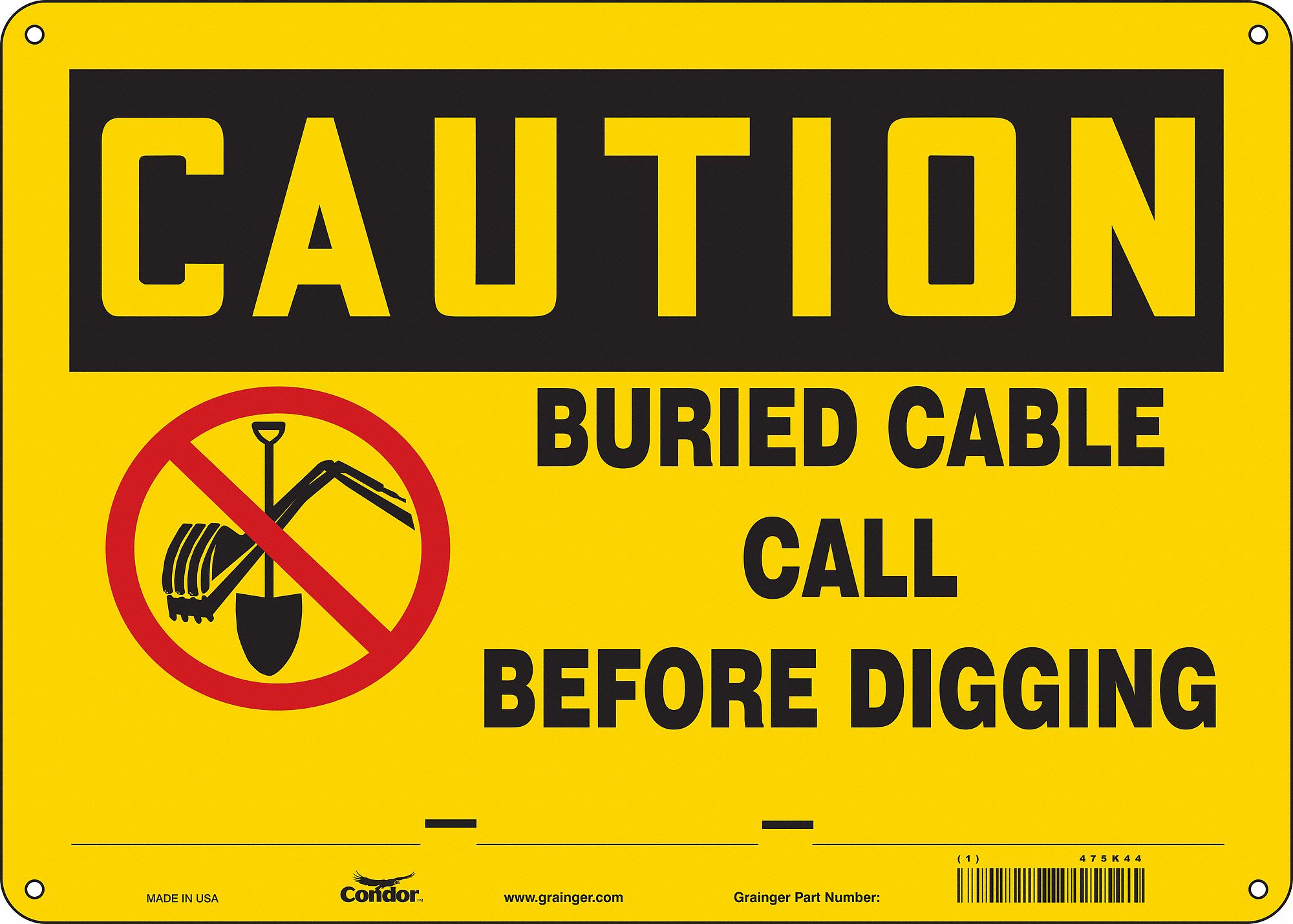 Safety Sign: Aluminum, Mounting Holes Sign Mounting, 10 in x 14 in Nominal Sign Size, 0.032 in Thick