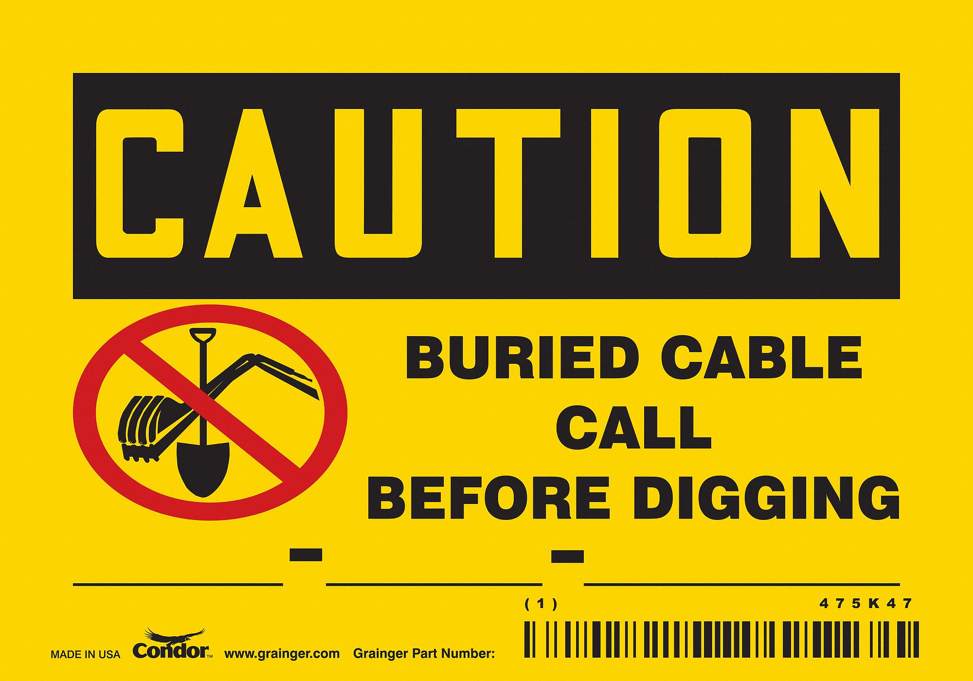 Safety Sign: Vinyl, Adhesive Sign Mounting, 3 1/2 in x 5 in Nominal Sign Size, Not Retroreflective