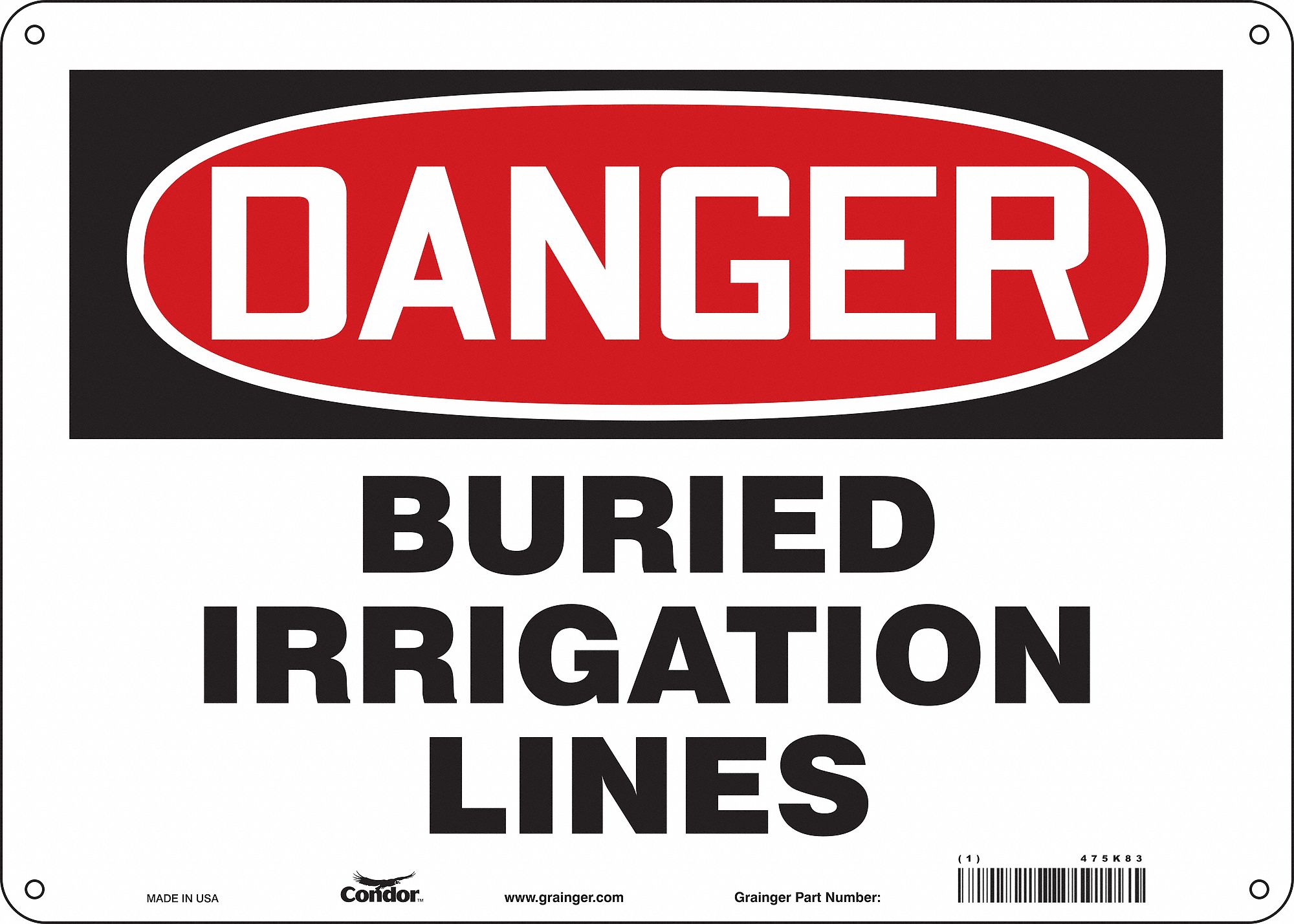 Safety Sign: Aluminum, Mounting Holes Sign Mounting, 10 in x 14 in Nominal Sign Size, 0.032 in Thick