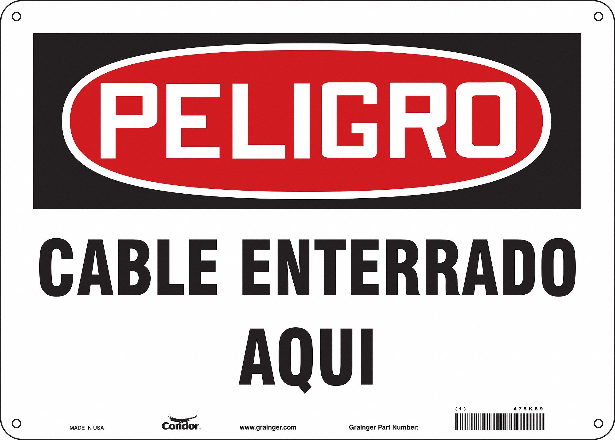 Safety Sign: Aluminum, Mounting Holes Sign Mounting, 10 in x 14 in Nominal Sign Size, 0.032 in Thick