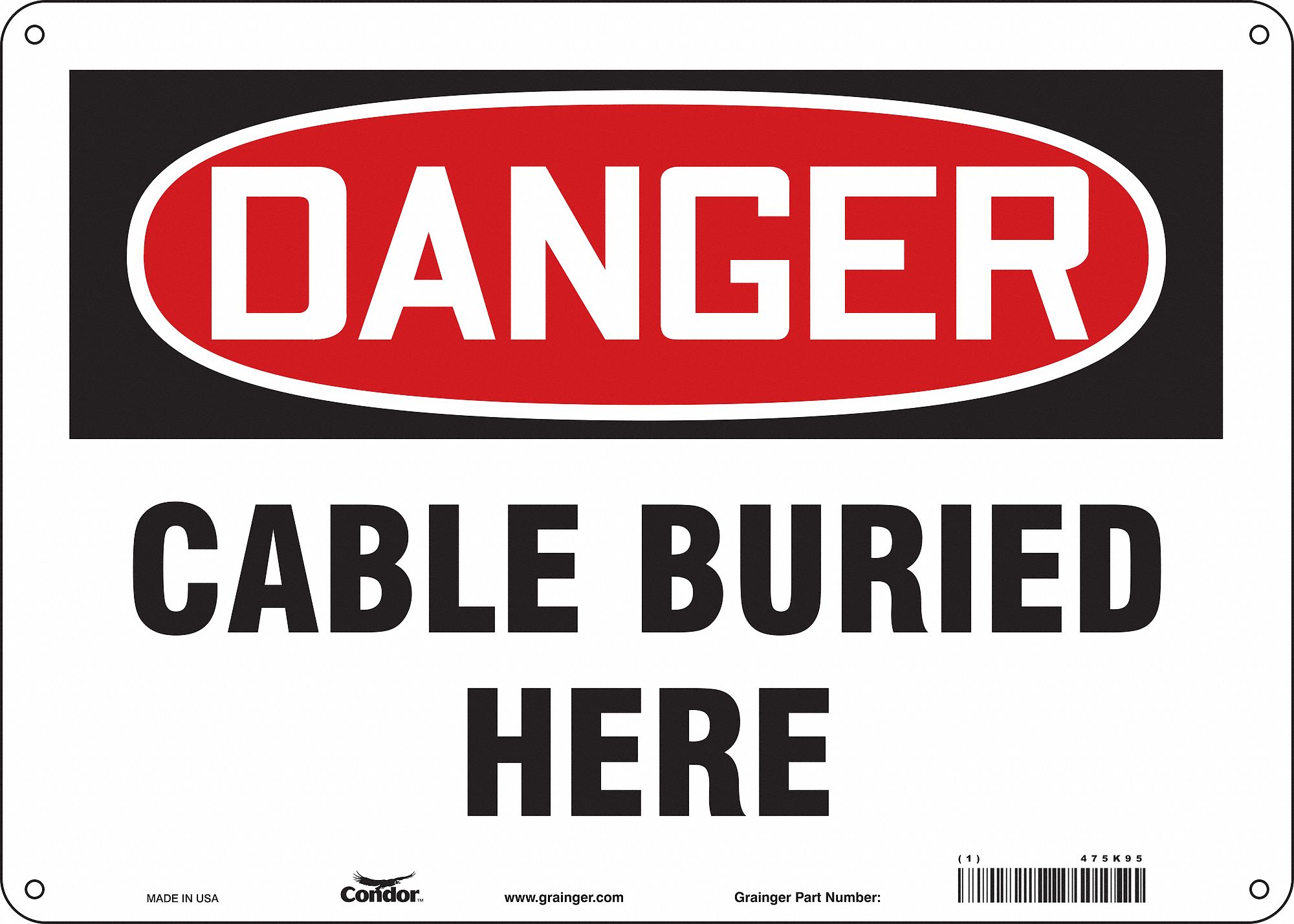 Safety Sign: Aluminum, Mounting Holes Sign Mounting, 10 in x 14 in Nominal Sign Size, 0.032 in Thick