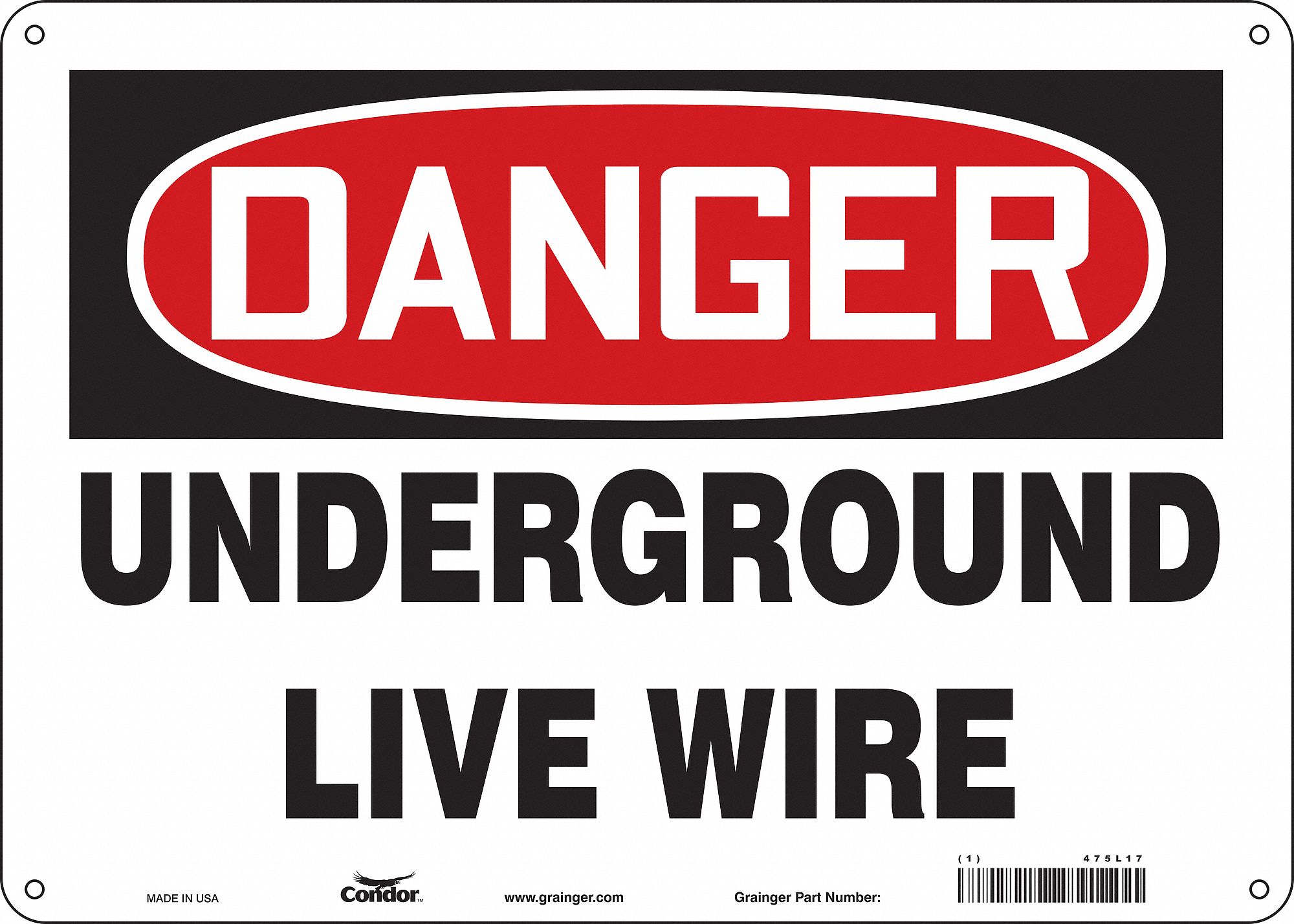 Safety Sign: Aluminum, Mounting Holes Sign Mounting, 10 in x 14 in Nominal Sign Size, 0.032 in Thick