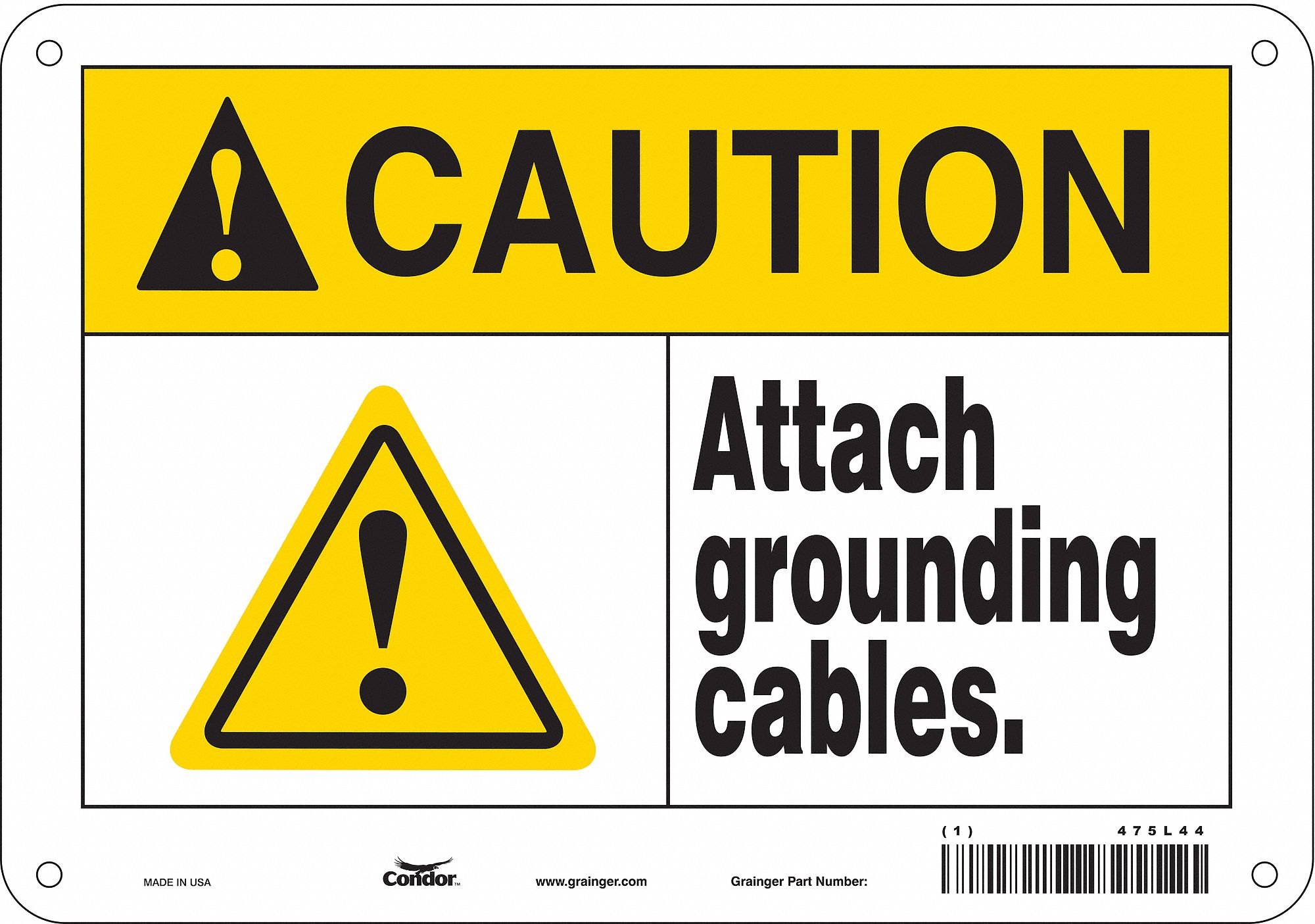 Safety Sign: Aluminum, Mounting Holes Sign Mounting, 7 in x 10 in Nominal Sign Size, 0.032 in Thick