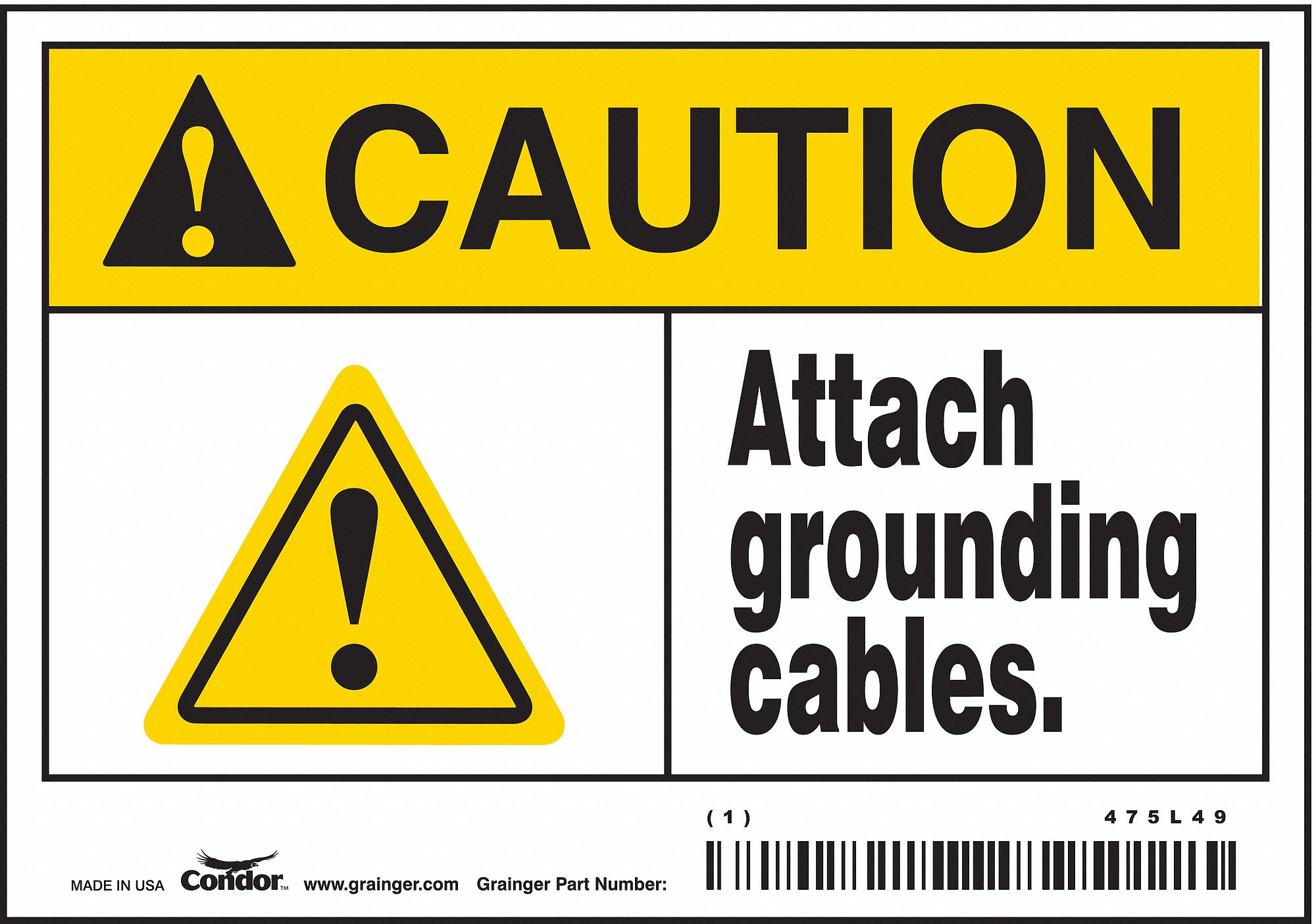 Safety Sign: Vinyl, Adhesive Sign Mounting, 3 1/2 in x 5 in Nominal Sign Size, Not Retroreflective