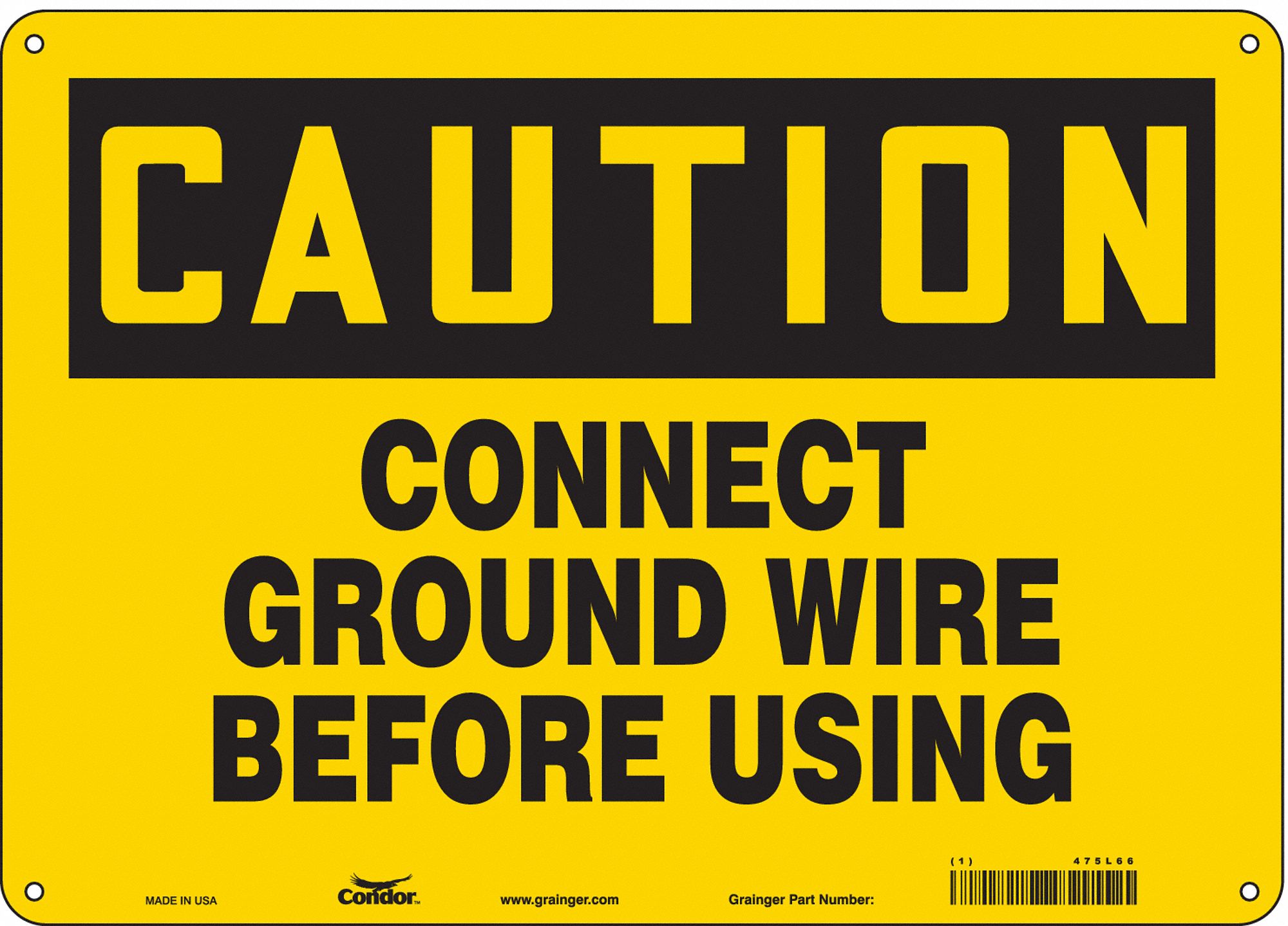 Safety Sign: Polyethylene, Mounting Holes Sign Mounting, 10 in x 14 in Nominal Sign Size