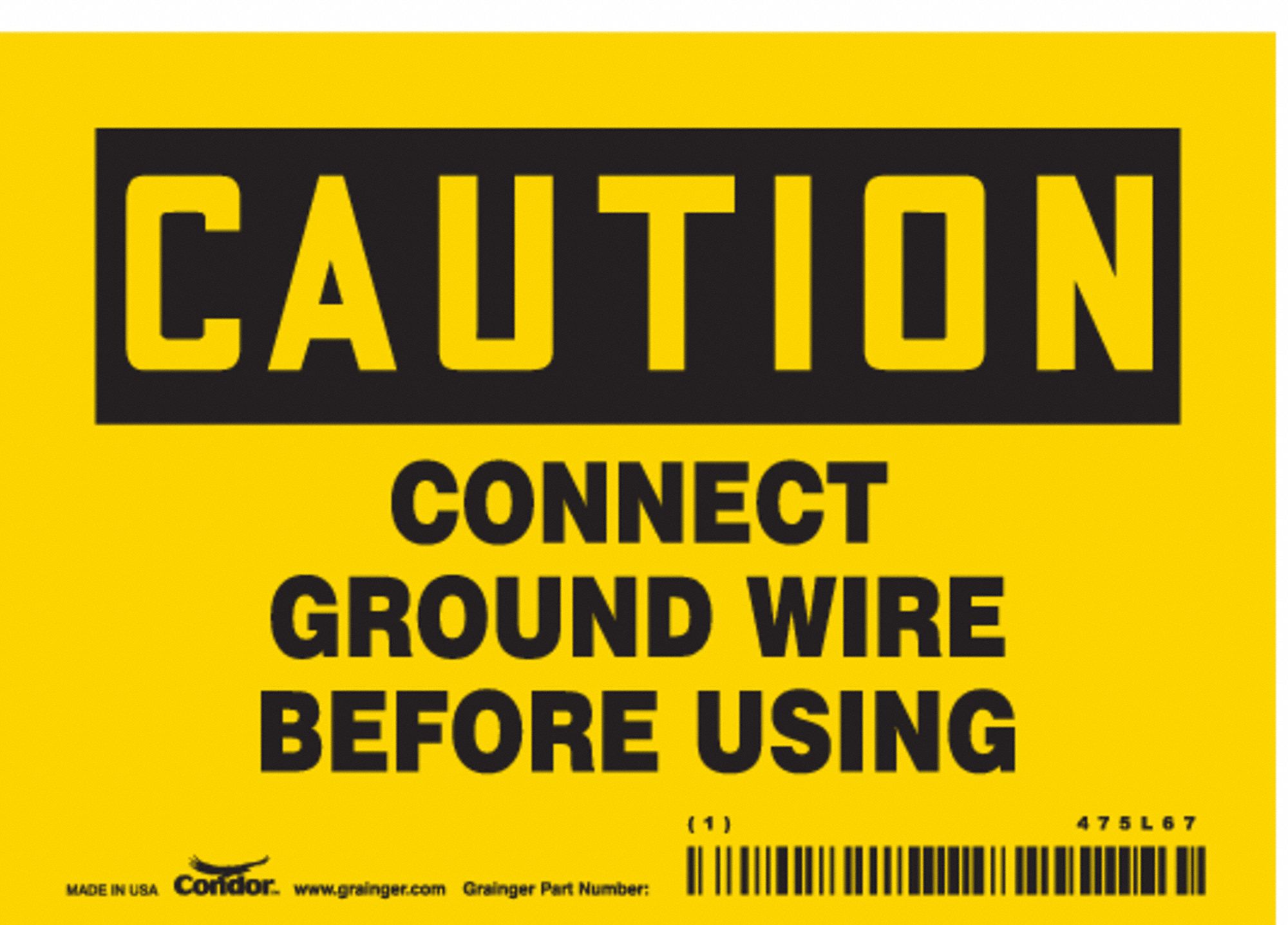 Safety Sign: Vinyl, Adhesive Sign Mounting, 3 1/2 in x 5 in Nominal Sign Size, Not Retroreflective