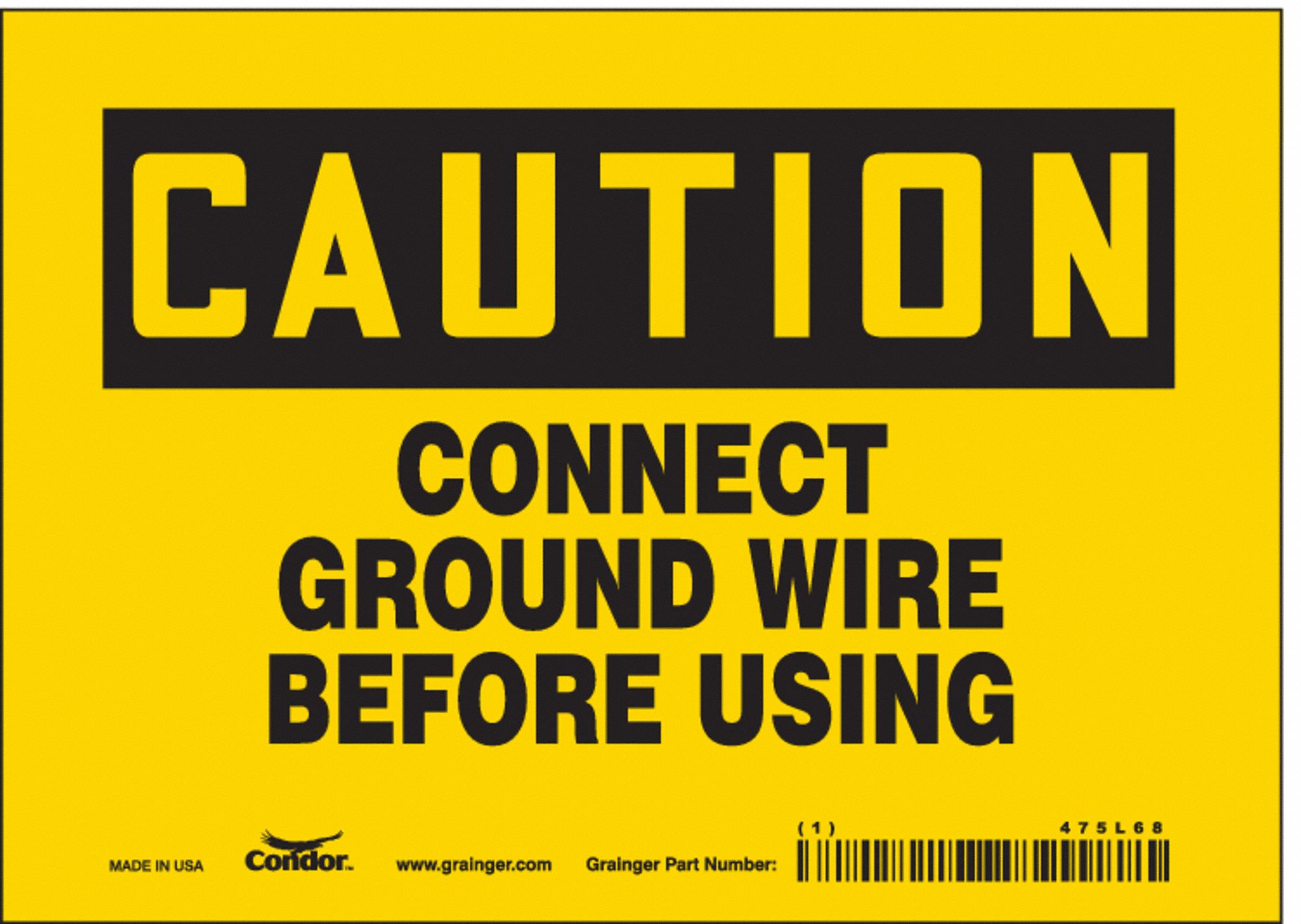 Safety Sign: Vinyl, Adhesive Sign Mounting, 5 in x 7 in Nominal Sign Size, Not Retroreflective