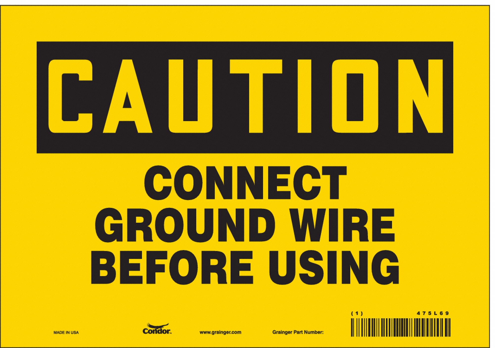 Safety Sign: Vinyl, Adhesive Sign Mounting, 7 in x 10 in Nominal Sign Size, Not Retroreflective