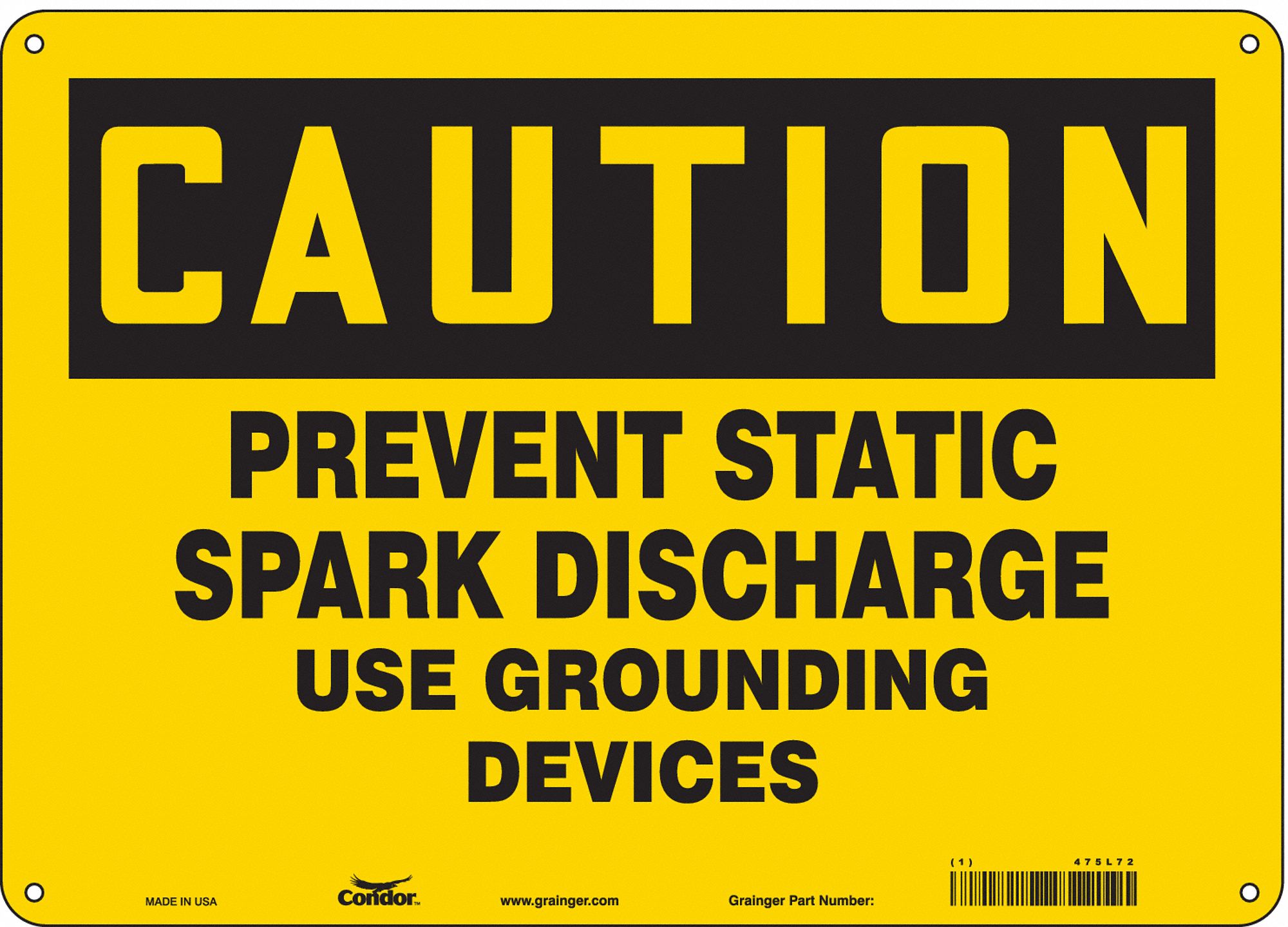 Safety Sign: Aluminum, Mounting Holes Sign Mounting, 10 in x 14 in Nominal Sign Size, 0.032 in Thick