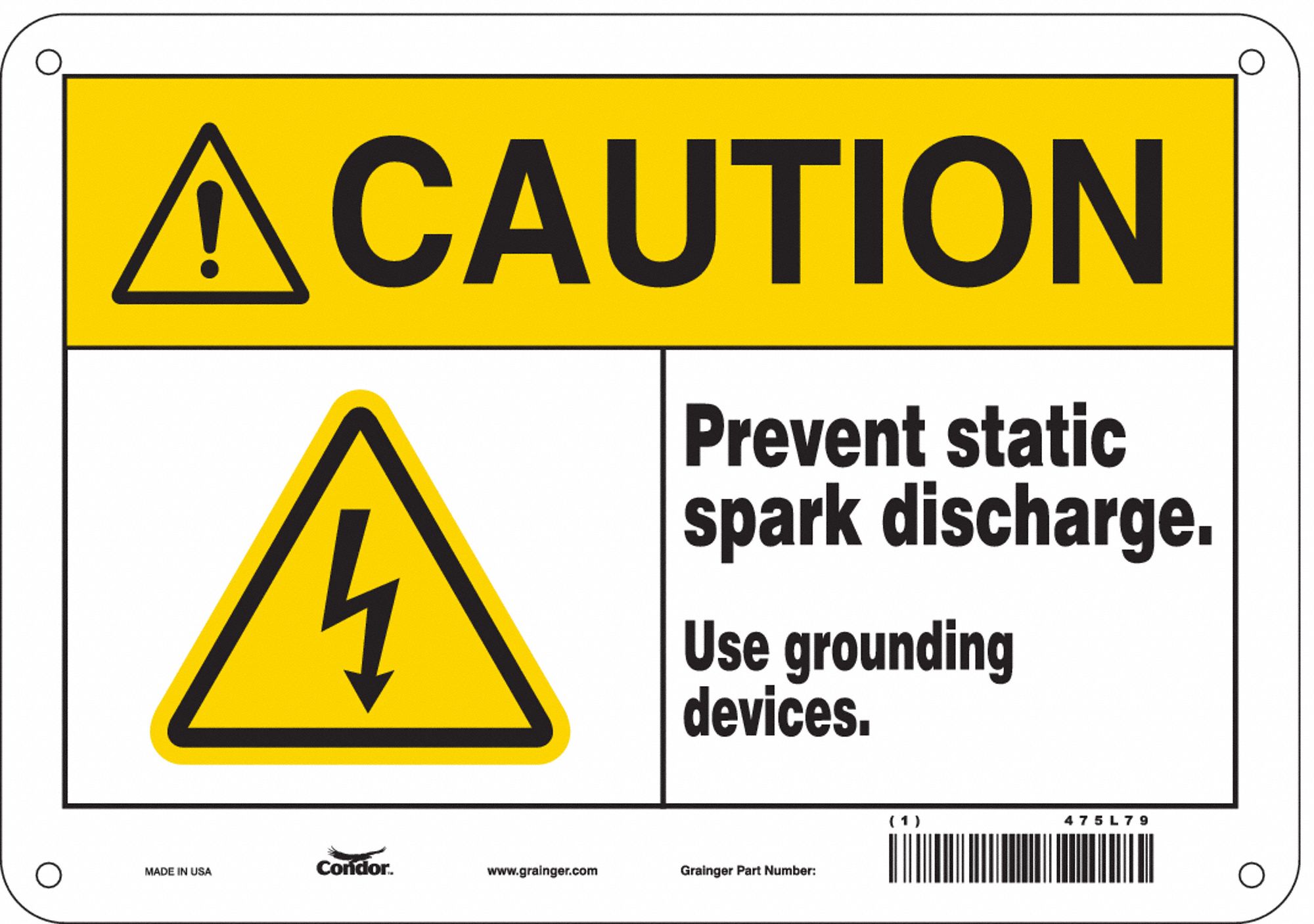 Safety Sign: Aluminum, Mounting Holes Sign Mounting, 7 in x 10 in Nominal Sign Size, 0.032 in Thick