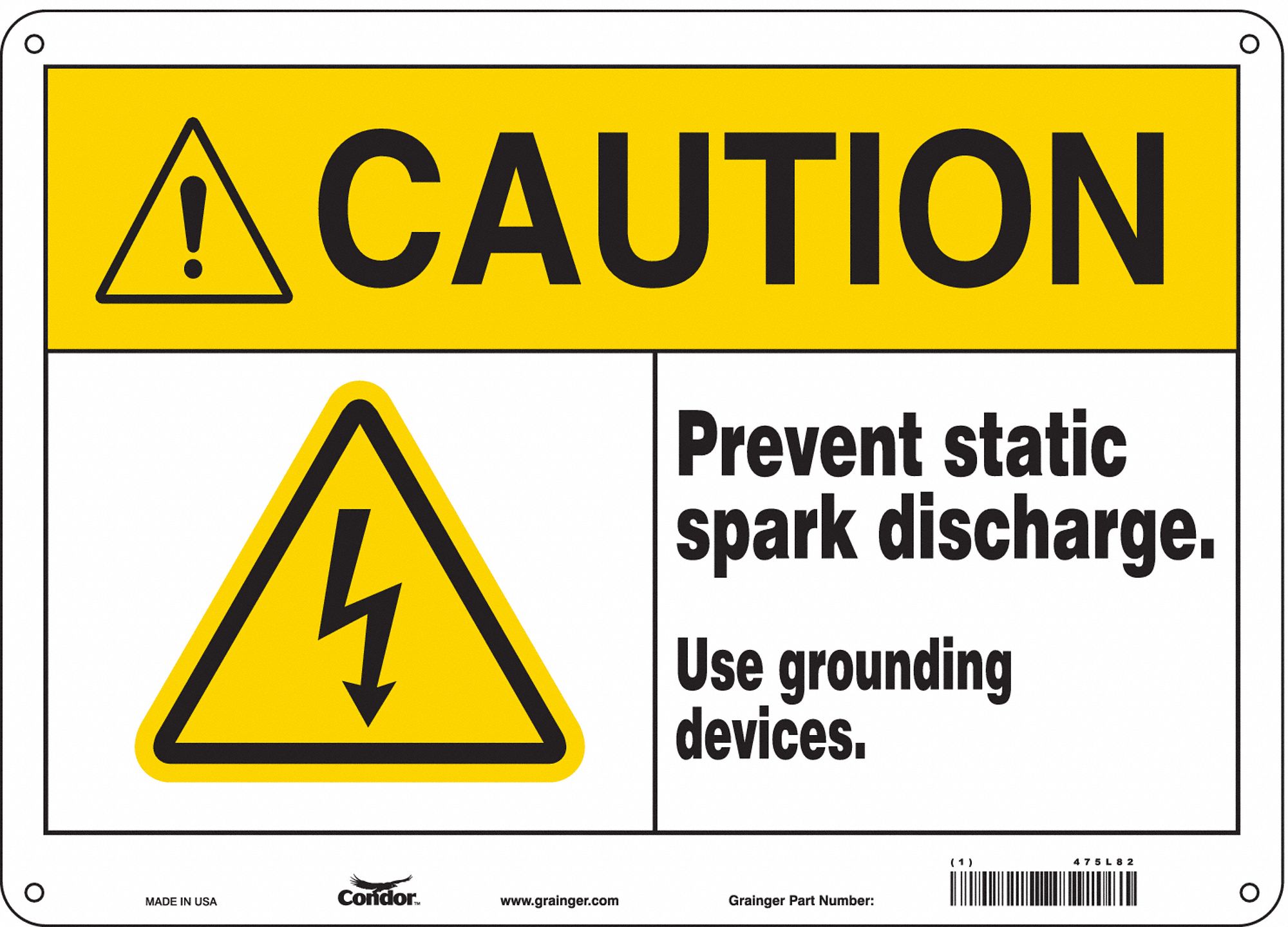 Safety Sign: Polyethylene, Mounting Holes Sign Mounting, 10 in x 14 in Nominal Sign Size