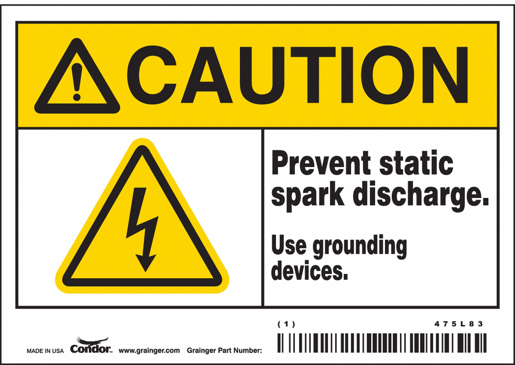 Safety Sign: Vinyl, Adhesive Sign Mounting, 3 1/2 in x 5 in Nominal Sign Size, Not Retroreflective