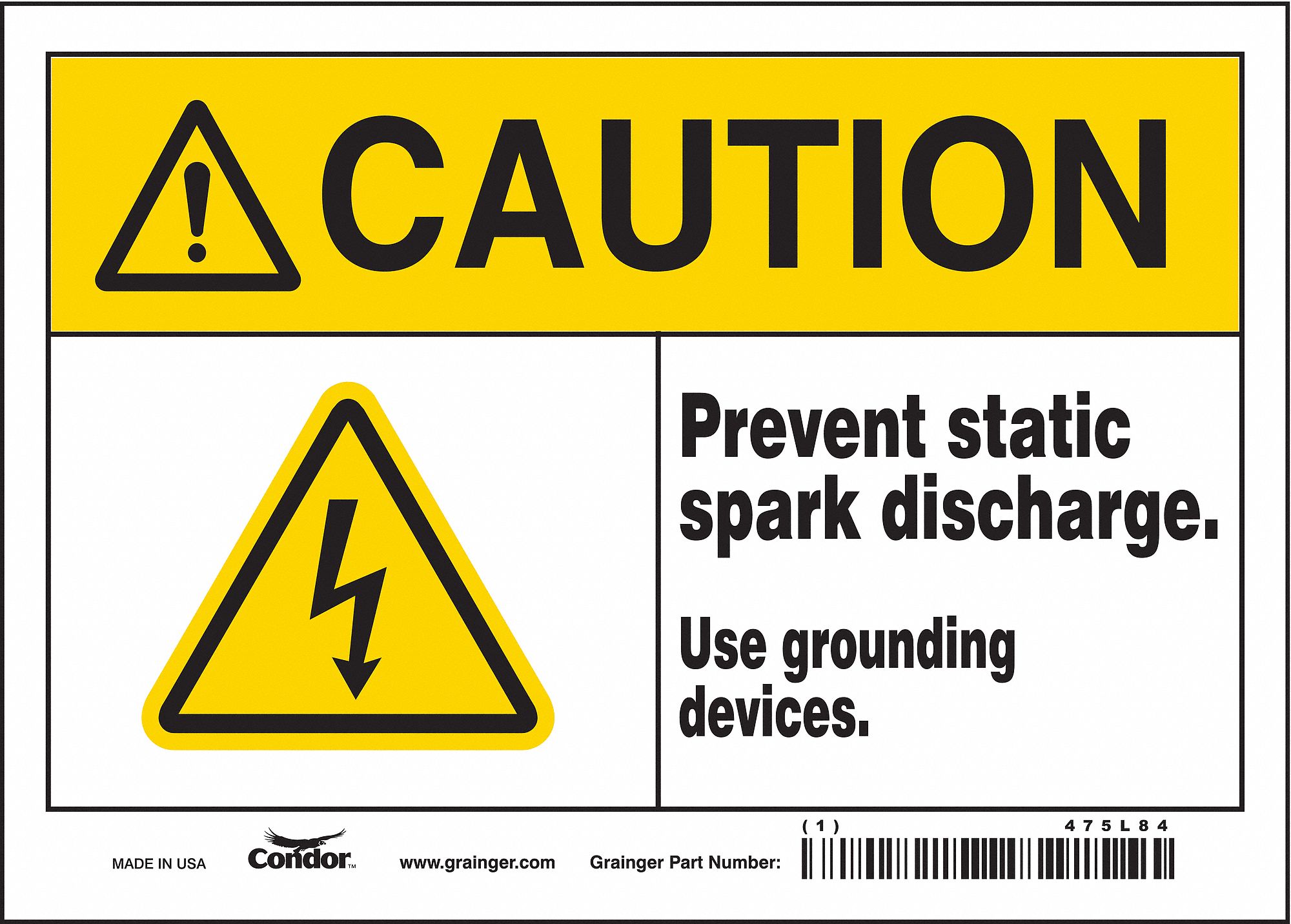Safety Sign: Vinyl, Adhesive Sign Mounting, 5 in x 7 in Nominal Sign Size, Not Retroreflective