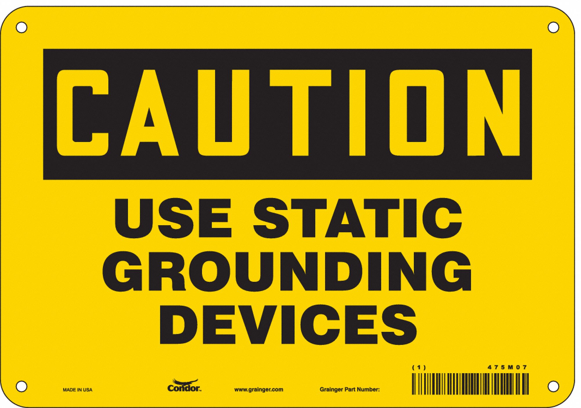 Safety Sign: Polyethylene, Mounting Holes Sign Mounting, 7 in x 10 in Nominal Sign Size