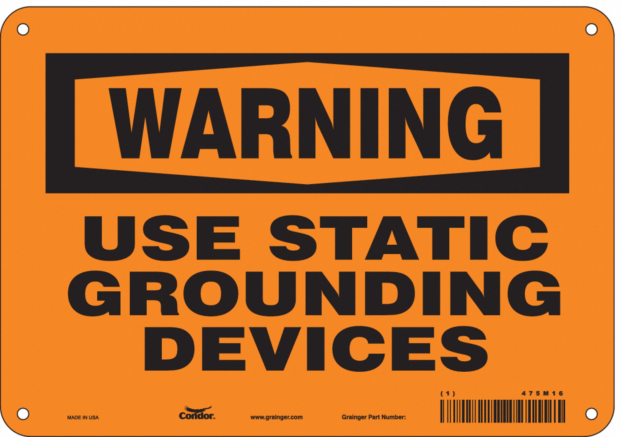 Safety Sign: Polyethylene, Mounting Holes Sign Mounting, 7 in x 10 in Nominal Sign Size