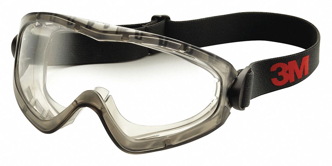 Protective Goggles: Anti-Fog, ANSI Dust/Splash Rating D3/D5/D4, Non-Vented, Gray, Polycarbonate