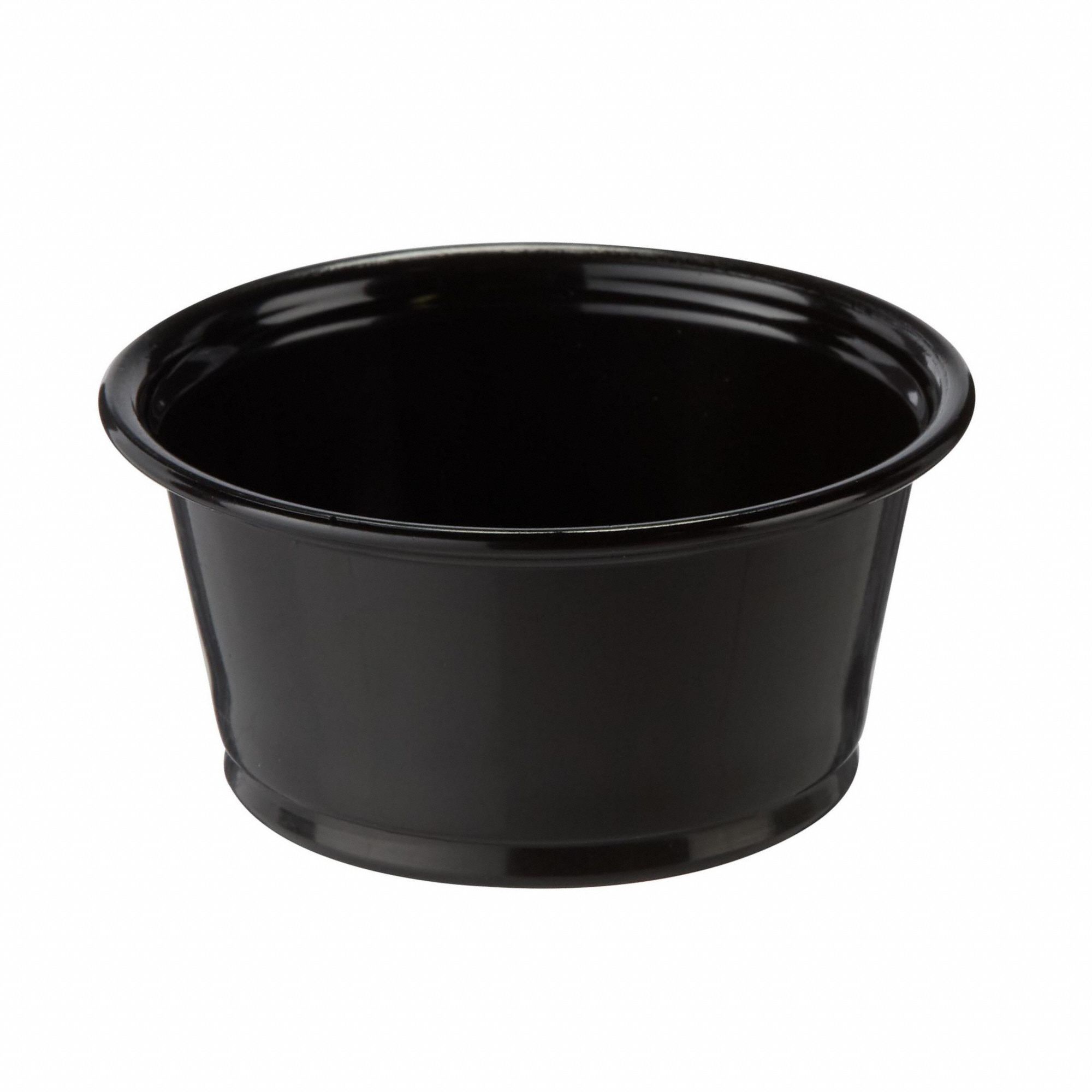 Disposable Portion Cup: 2 oz Capacity, Black, Light-Wt, Plastic, 2, 400 PK