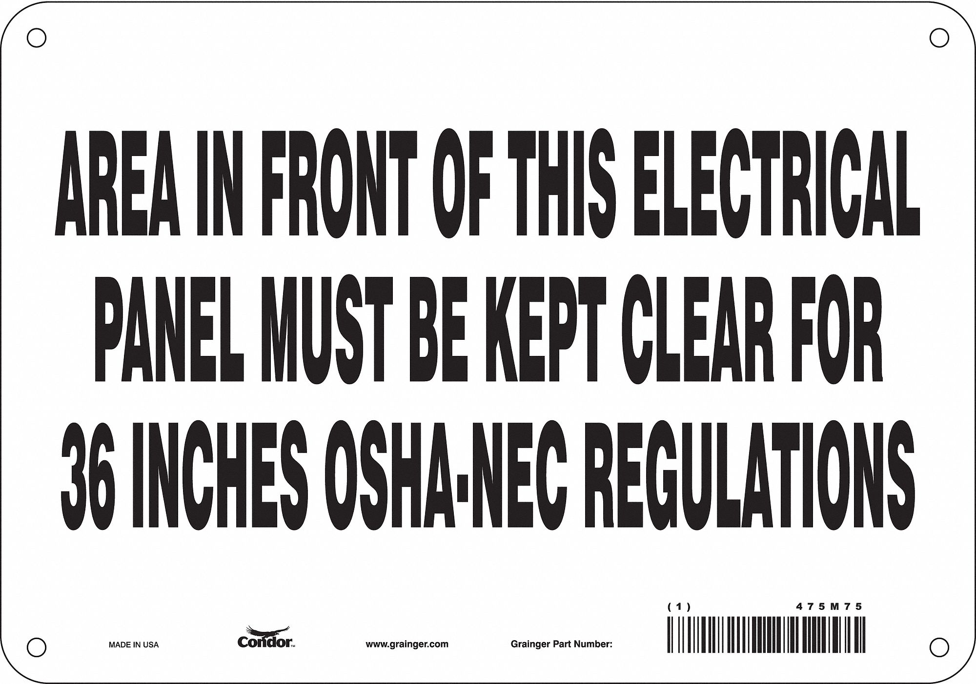 Safety Sign: Polyethylene, Mounting Holes Sign Mounting, 7 in x 10 in Nominal Sign Size
