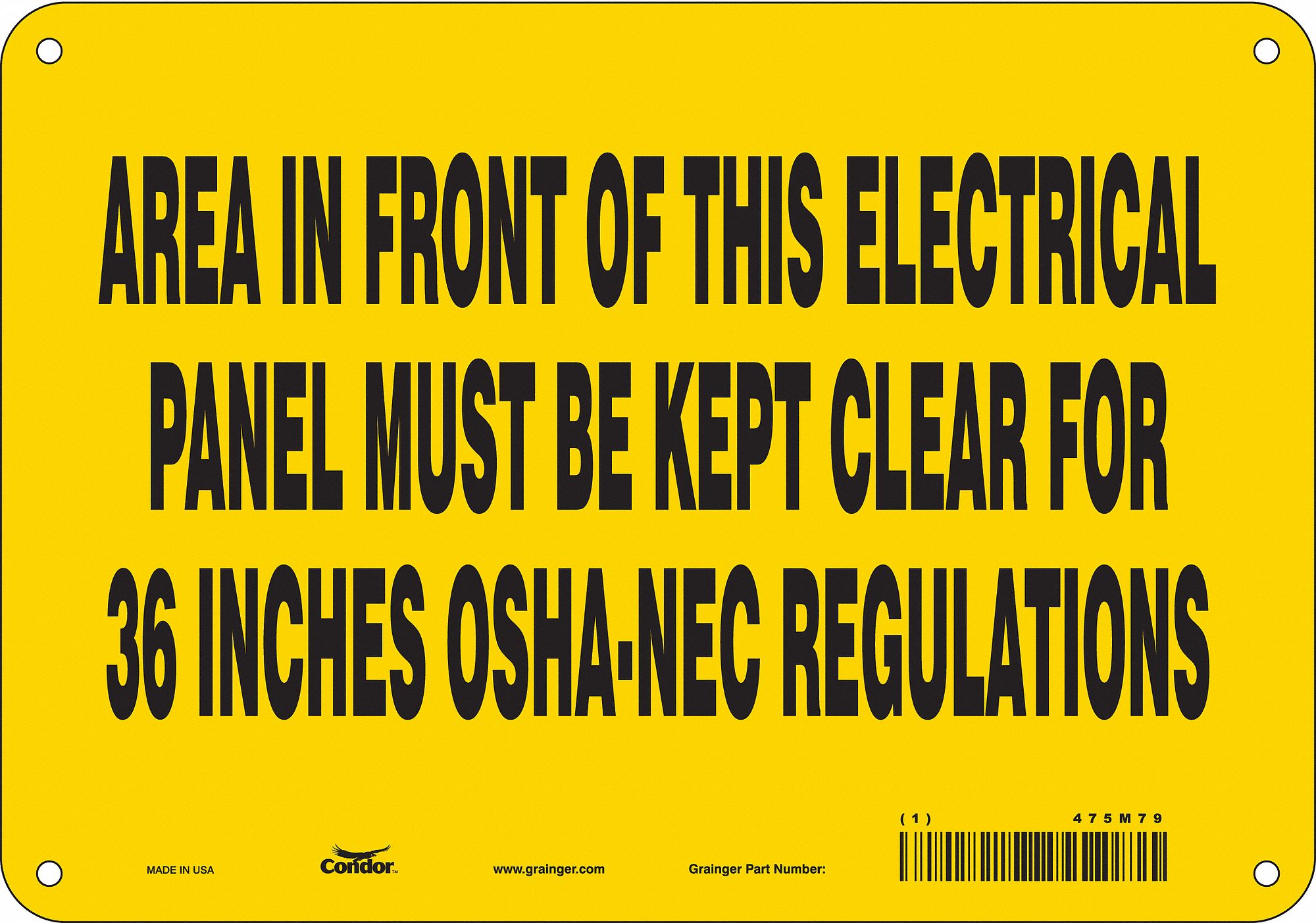 Safety Sign: Aluminum, Mounting Holes Sign Mounting, 7 in x 10 in Nominal Sign Size, 0.032 in Thick