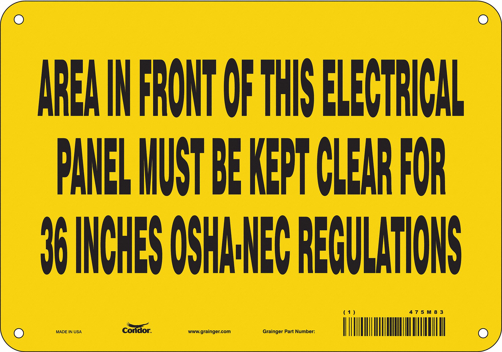 Safety Sign: Polyethylene, Mounting Holes Sign Mounting, 7 in x 10 in Nominal Sign Size