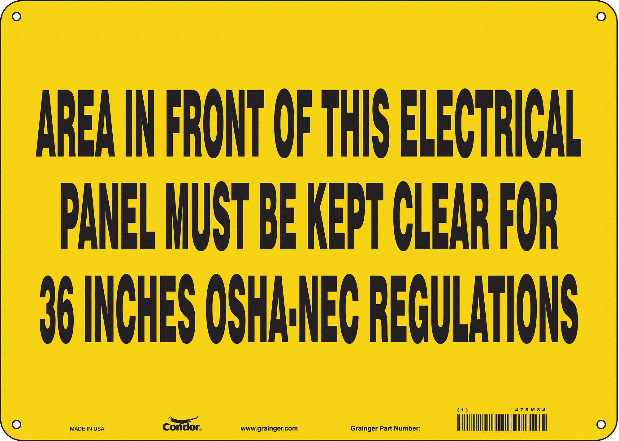 Safety Sign: Polyethylene, Mounting Holes Sign Mounting, 10 in x 14 in Nominal Sign Size