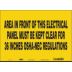 Area In Front Of This Electrical Panel Must Be Kept Clear For 36 In OSHA-NEC Regulations Signs