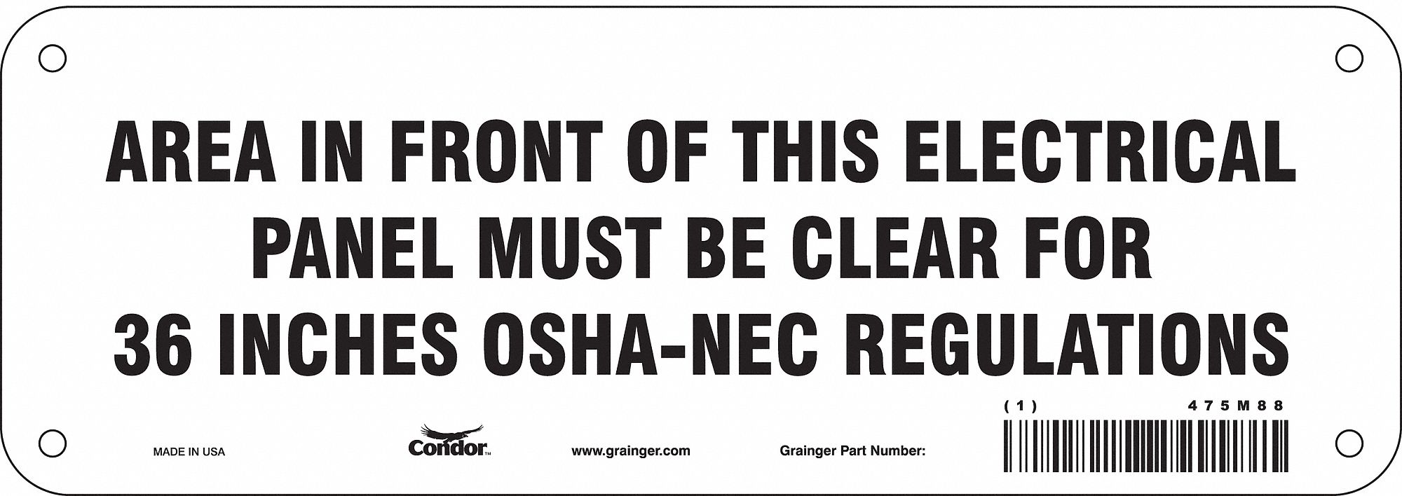 Safety Sign, 3.5in x 10in, Aluminum